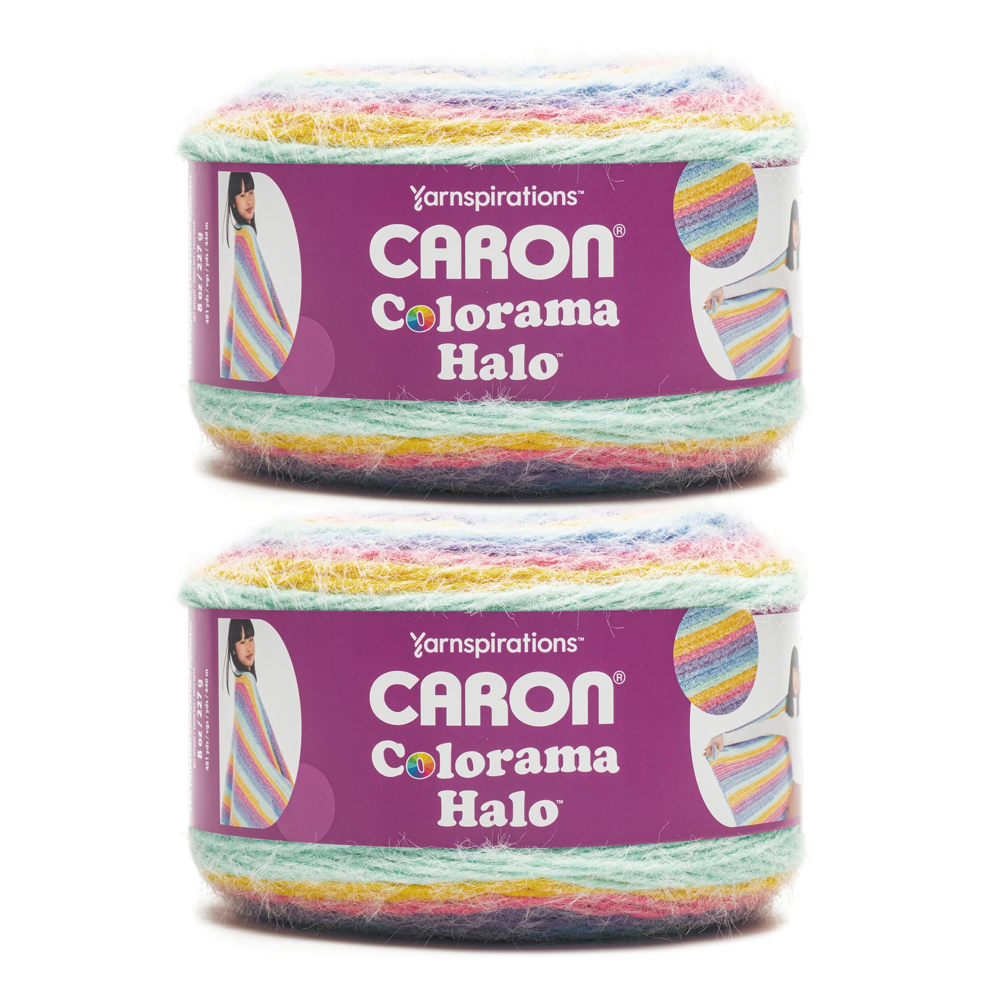 Caron Colorama Halo Striped estambre mullido para tejer bufandas y mantas de sofá