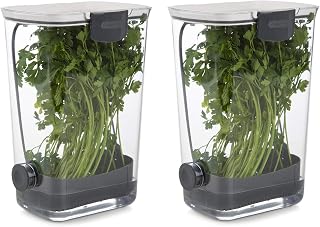 Progressive International ProKeeper Herb Keeper 2-Pack - Plastic Containers for Fresh Herbs, White