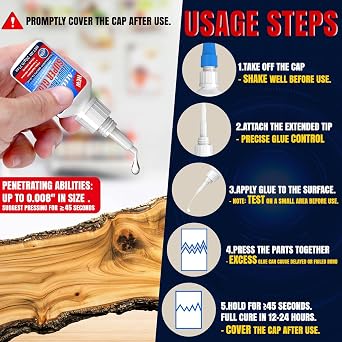 20g Medium-Thick CA Glue (500 CPS), Instant Clear Cyanoacrylate Glue for Wood, Glass, Metal, Paper, Leather, Plastic, Ceramic, Rubber, Jewelry, Woodworking, Hobby Models, and Craft Project