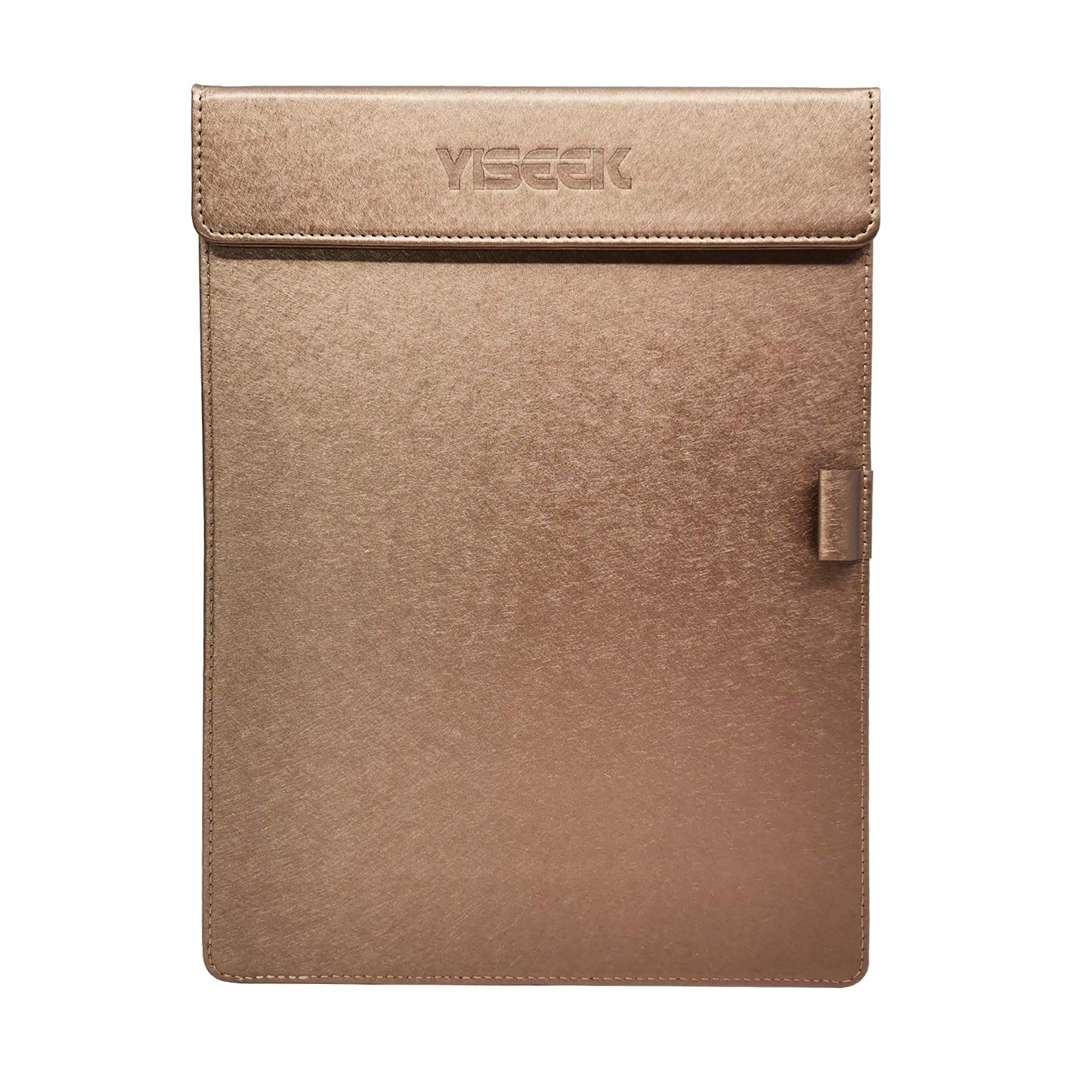 Clipboards with Strong Magnets Clip, Pearlescent Colors PU Clip Board with Pen Holder Loop，Portable and Smooth Office Business ClipBoard Writing Pad A4 File Organizer Clip Folder, Light Brown