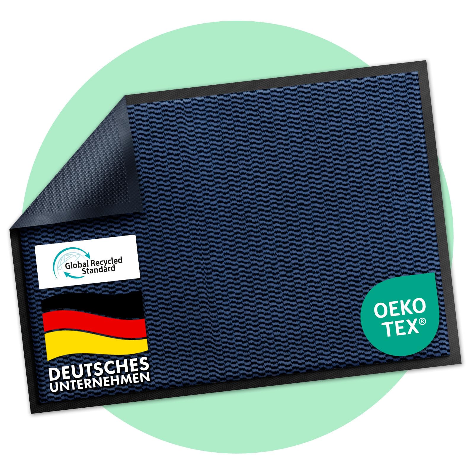 Floordirekt Premium Fußmatte für Eingangsbereich, 40x60cm Blau, Schmutzfangmatte für Innen und Außen, rutschfest & waschbar, Sauberlaufmatte für Flur, Teppich für Haustür, Sky Novo