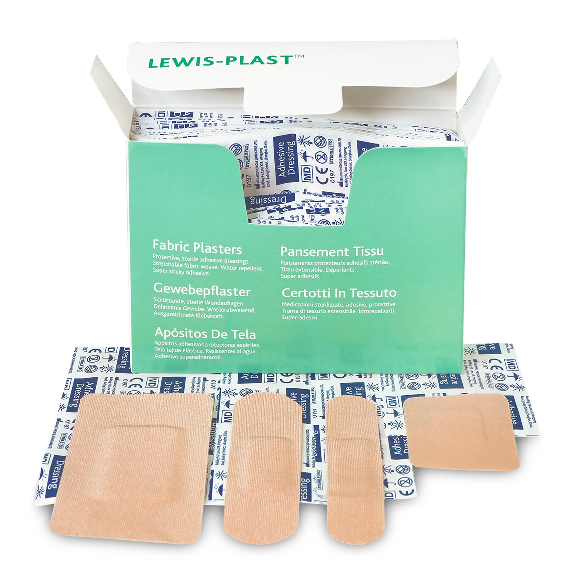 Premium Assorted Breathable Sterile Hypoallergenic Fabric Plasters, Box of 100 First Aid Medical Grade Plaster, Suitable for All Types of Minor Cuts and Grazes