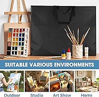 Vista 7 de ZKOO Art Portfolio Bag, Light Weight Art Canvas Portfolio Case with Nylon Shoulder Strap, Carrying Storage Case for Artwork, Poster, Sketching, and