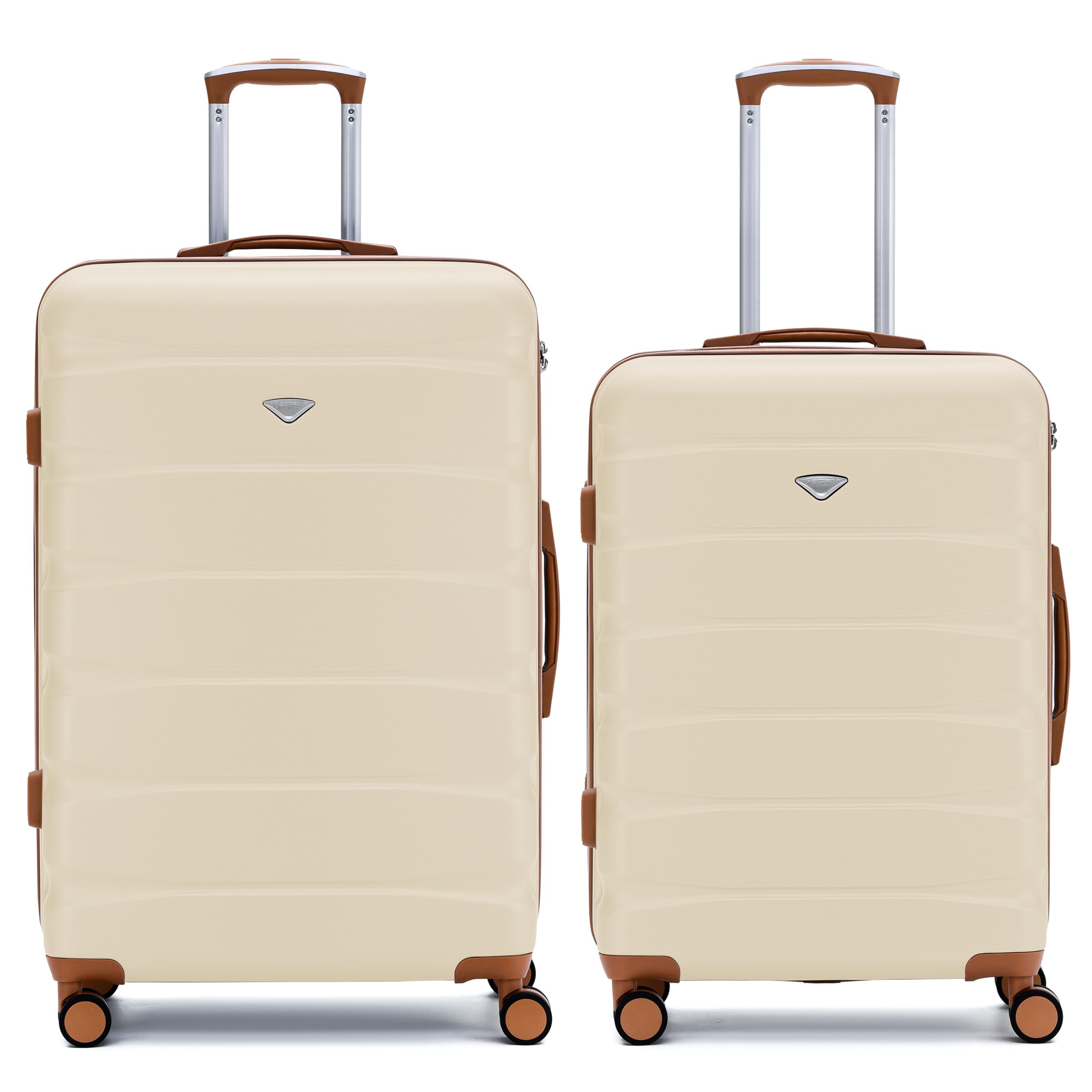 Flight Knight Luggage Sets - Checked Hardside Luggage - All Parts Size Medium 27x16x11 & Large 31x21x12 TSA Lock Easy Glide Silent Double Spinner Wheels Durable Hardside Lightweight Suitcase