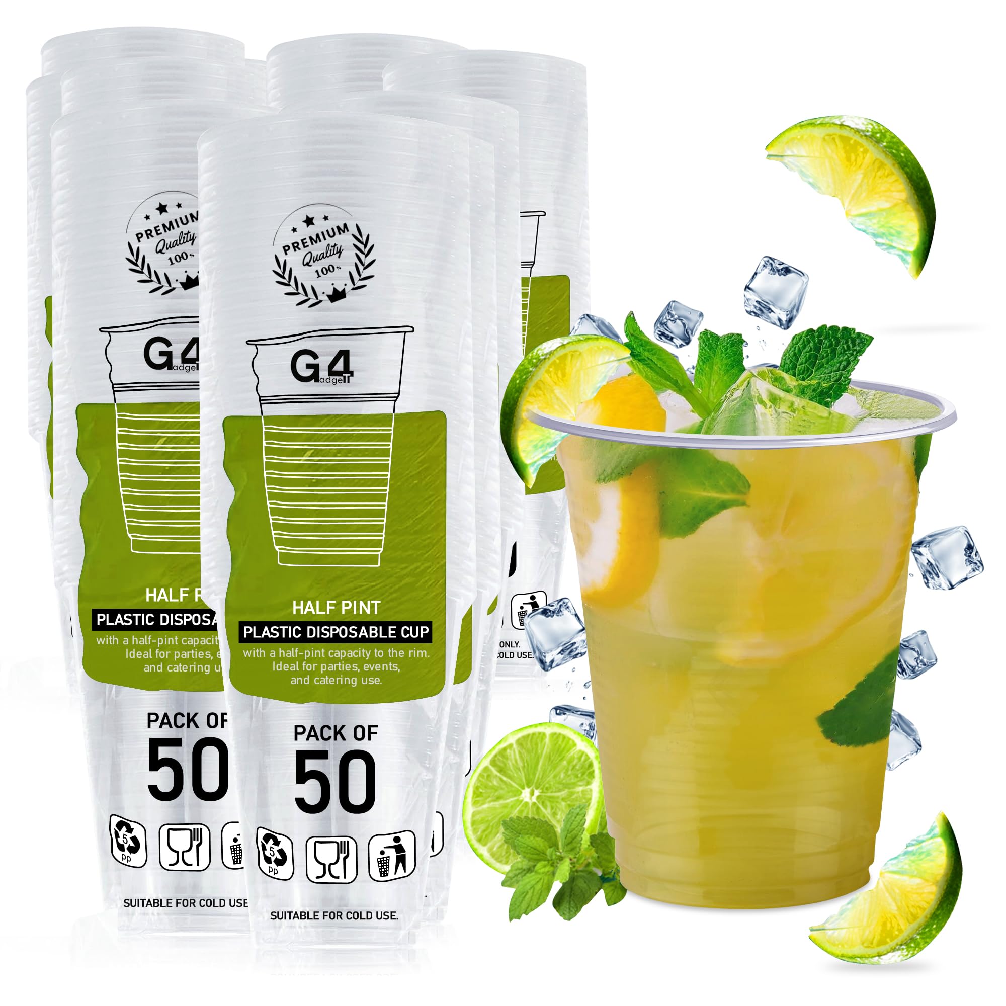 G4GADGET 500x 180ml Clear Plastic Disposable Cups – Bulk Pack for High-Volume Serving | Perfect for Functions, Canteens, Outdoor Events & Beverage Stations