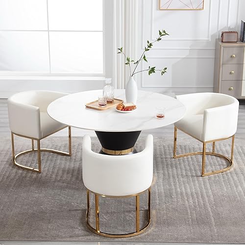 Miniatura 77 de Silla de comedor tapizada, moderna silla lateral de barril, sillas de comedor tapizadas, cómoda silla auxiliar de cocina para sala de estar, color