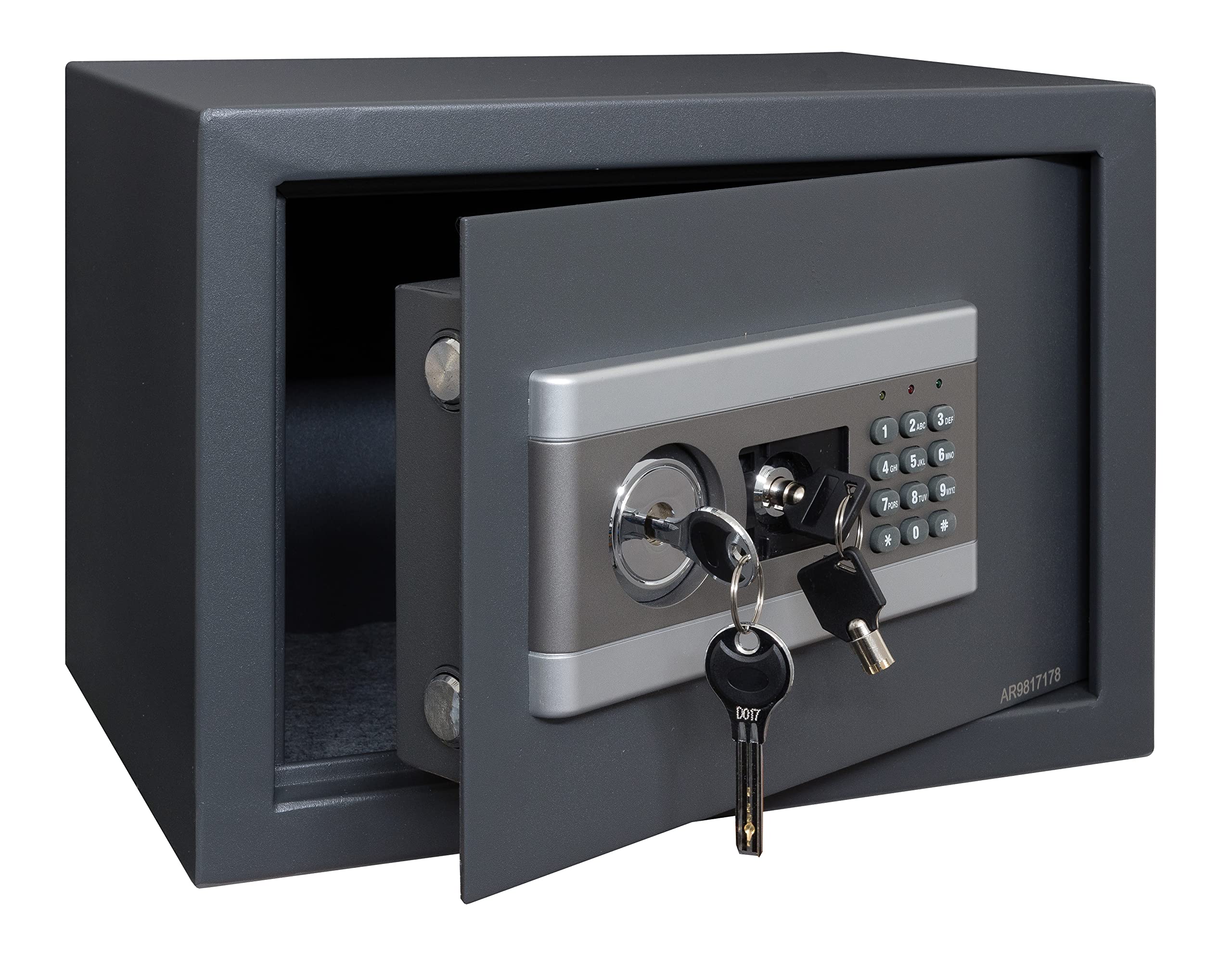 ARREGUI Stylo Coffre-fort en acier, ouverture double sécurité, serrure électronique à code et à clé, coffre-fort de sécurité pour particuliers et professionnels (15 L - 25 x 35 x 25 cm)