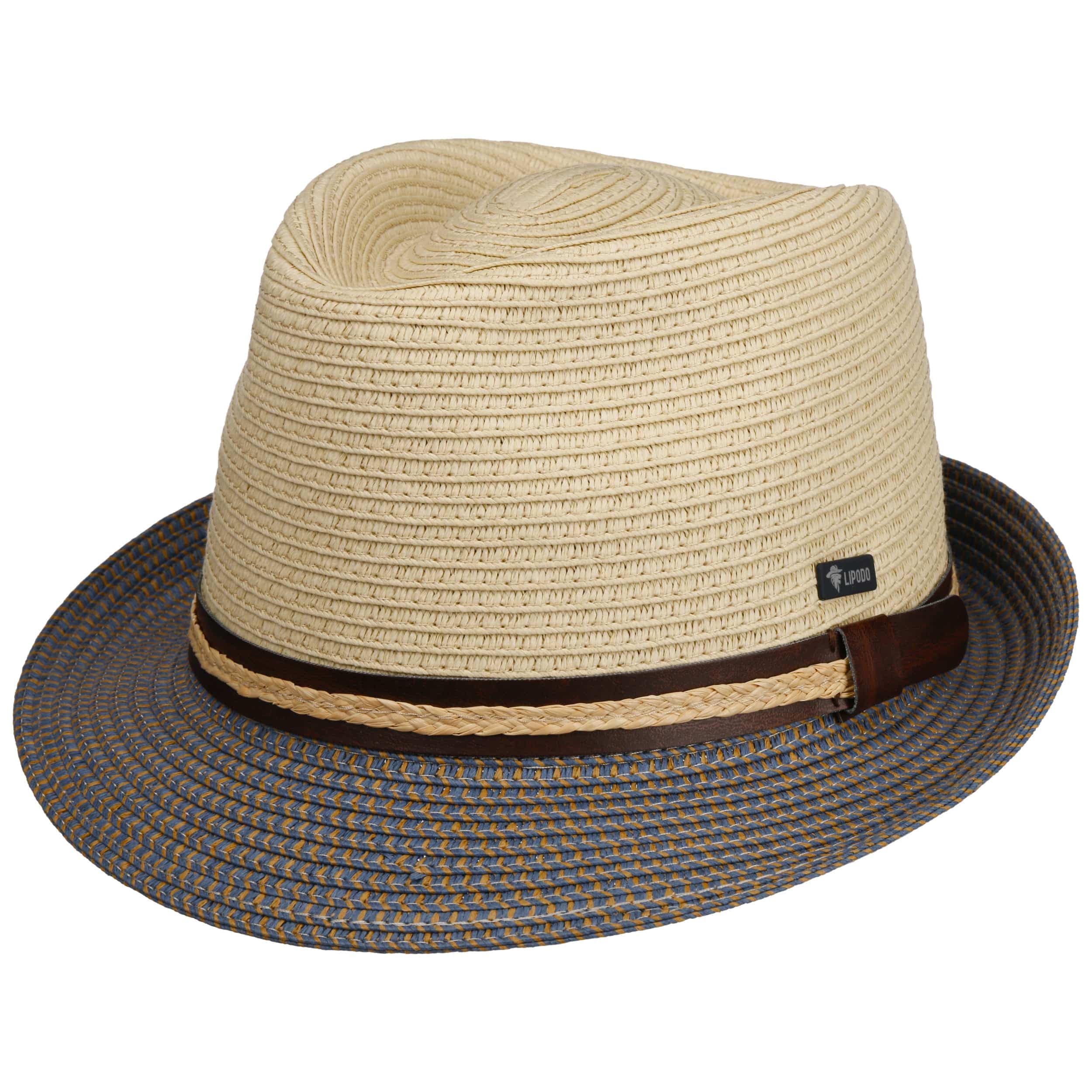Lipodo Beige-Blue Montenovo Trilby Straw Hat By