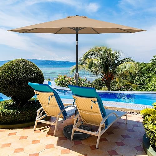 Vista 49 de Simple Deluxe Sombrilla de patio de 9 pies con botón de inclinación/manivela