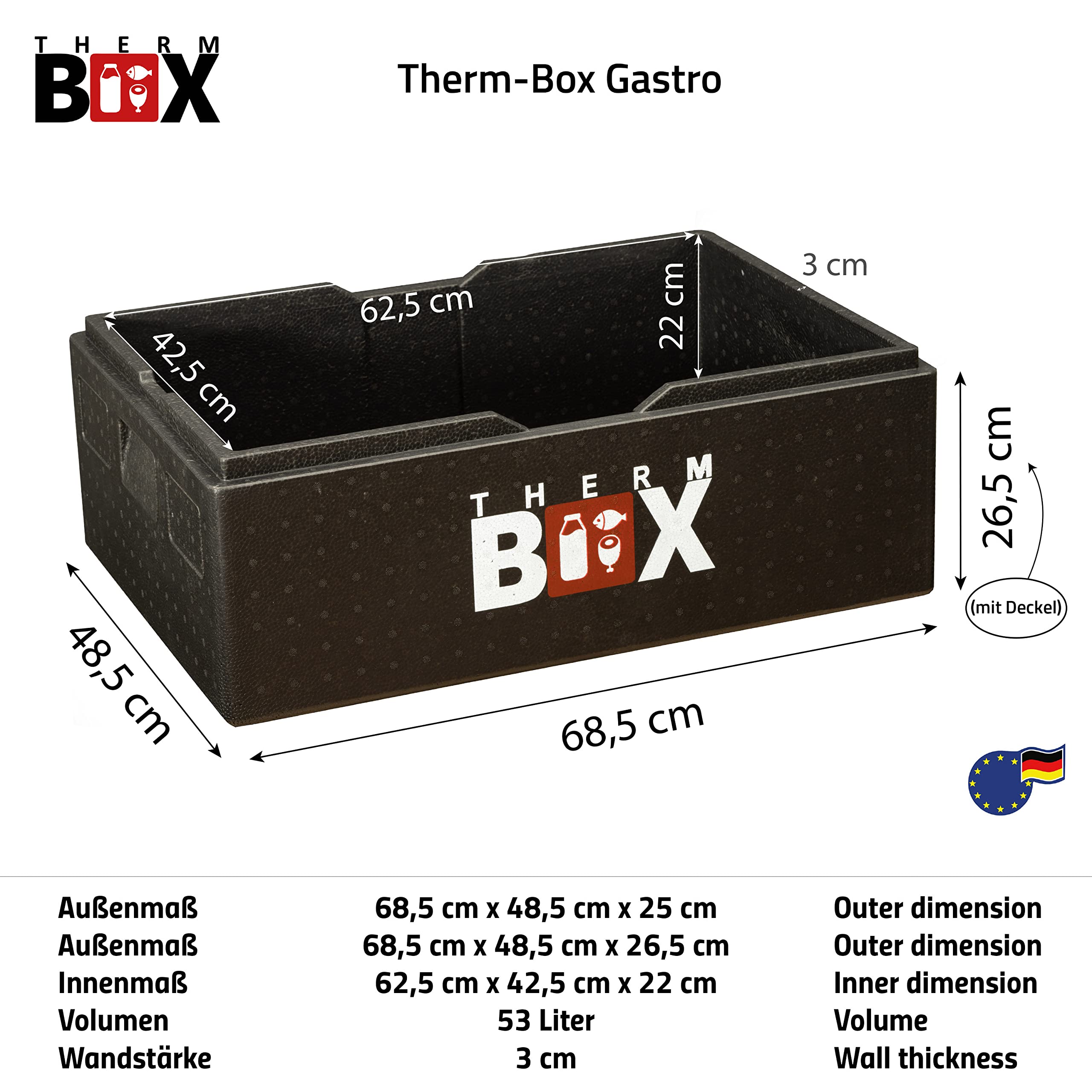 THERM BOX Scatole di polistirolo professionali impilabili da 5 litri fino a 80 l, scatola termica termica stabile e robusta
