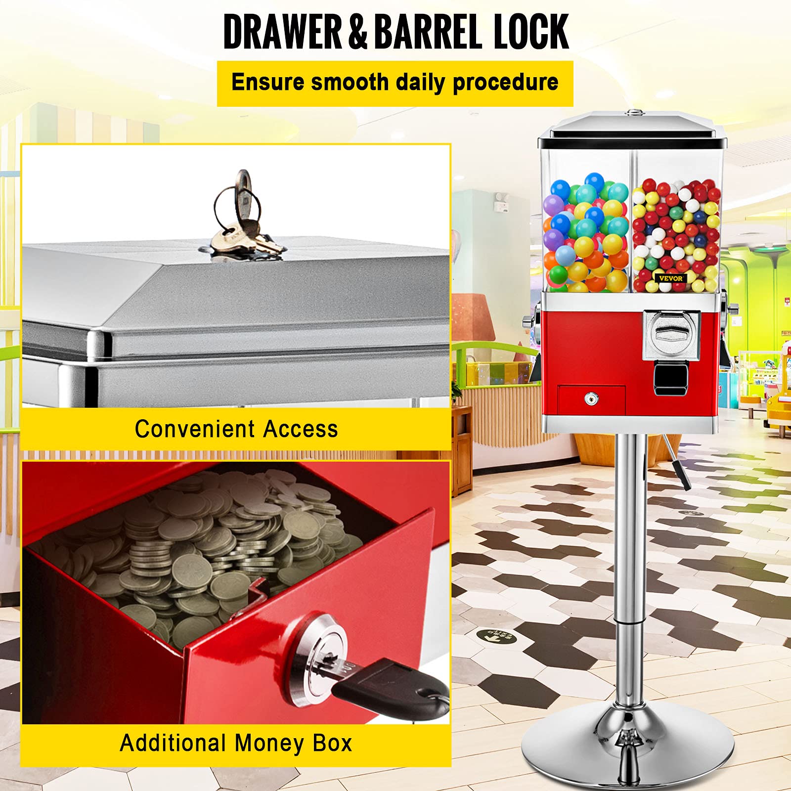 VEVOR Candy Vending Machine with Stand,Red Candy Dispenser,Rotatable