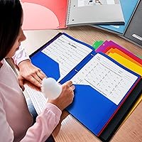 Vista 2 de Dunwell Carpetas de plástico con 2 bolsillos para carpetas de 3 anillas, (paquete de 6, colores surtidos) con 3 agujeros perforados, carpeta