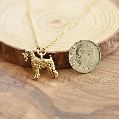 Miniatura 3 de Collar con dije de Wheaten Terrier Peltre dorado antiguo Cadena de cable de acero inoxidable de 18 pulgadas con extensor de 2 pulgadas Regalo