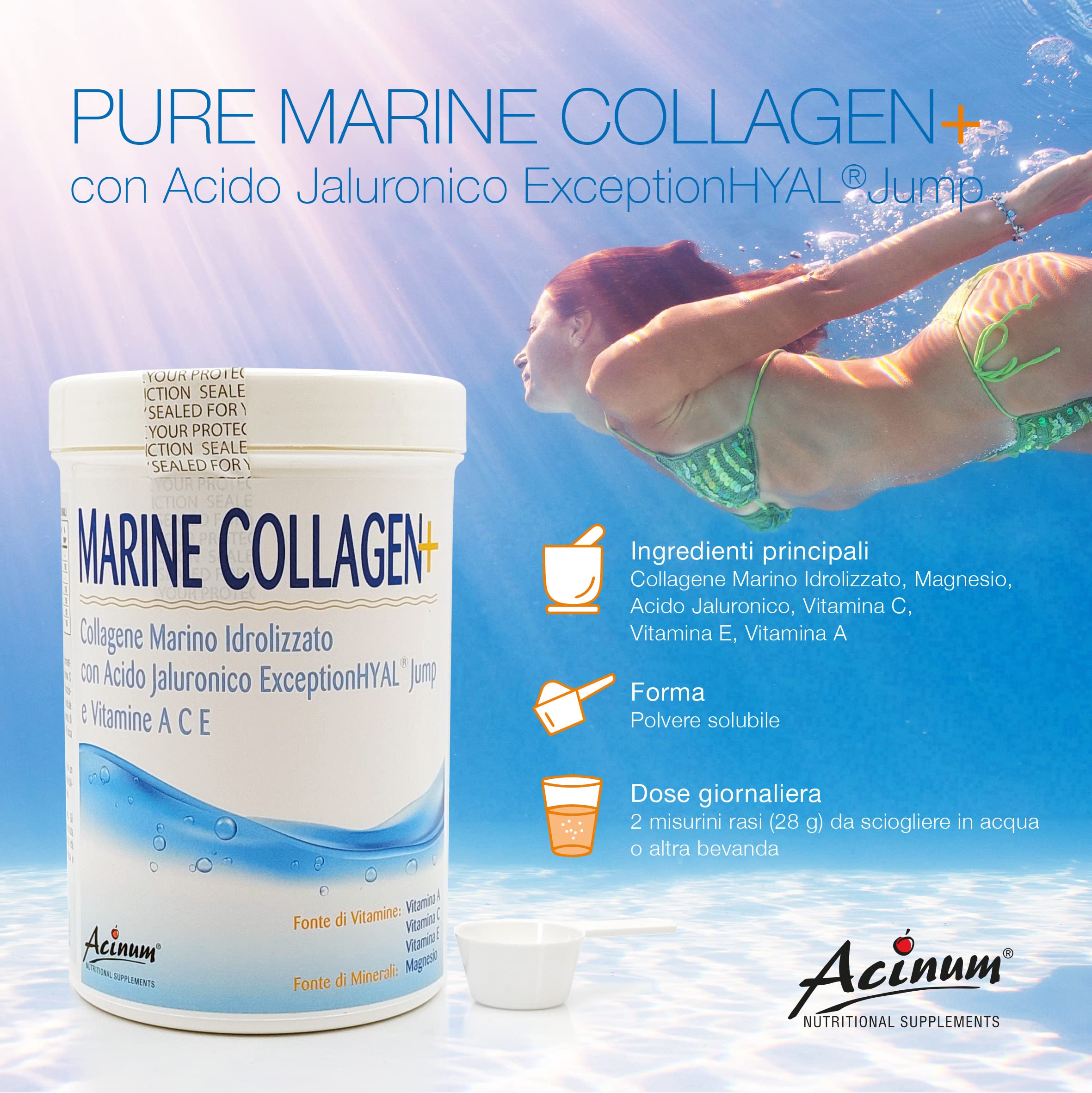 Marine collagen + con Acido Jaluronico per Contribuire alla Formazione Di Collagene