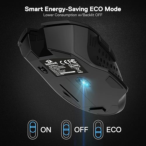 Miniatura 6 de Redragon M656 Gainer - Mouse inalámbrico para juegos, 4000 DPI 2.4Ghz mouse inalámbrico con 5 niveles de DPI, 7 botones macro, retroiluminación LED