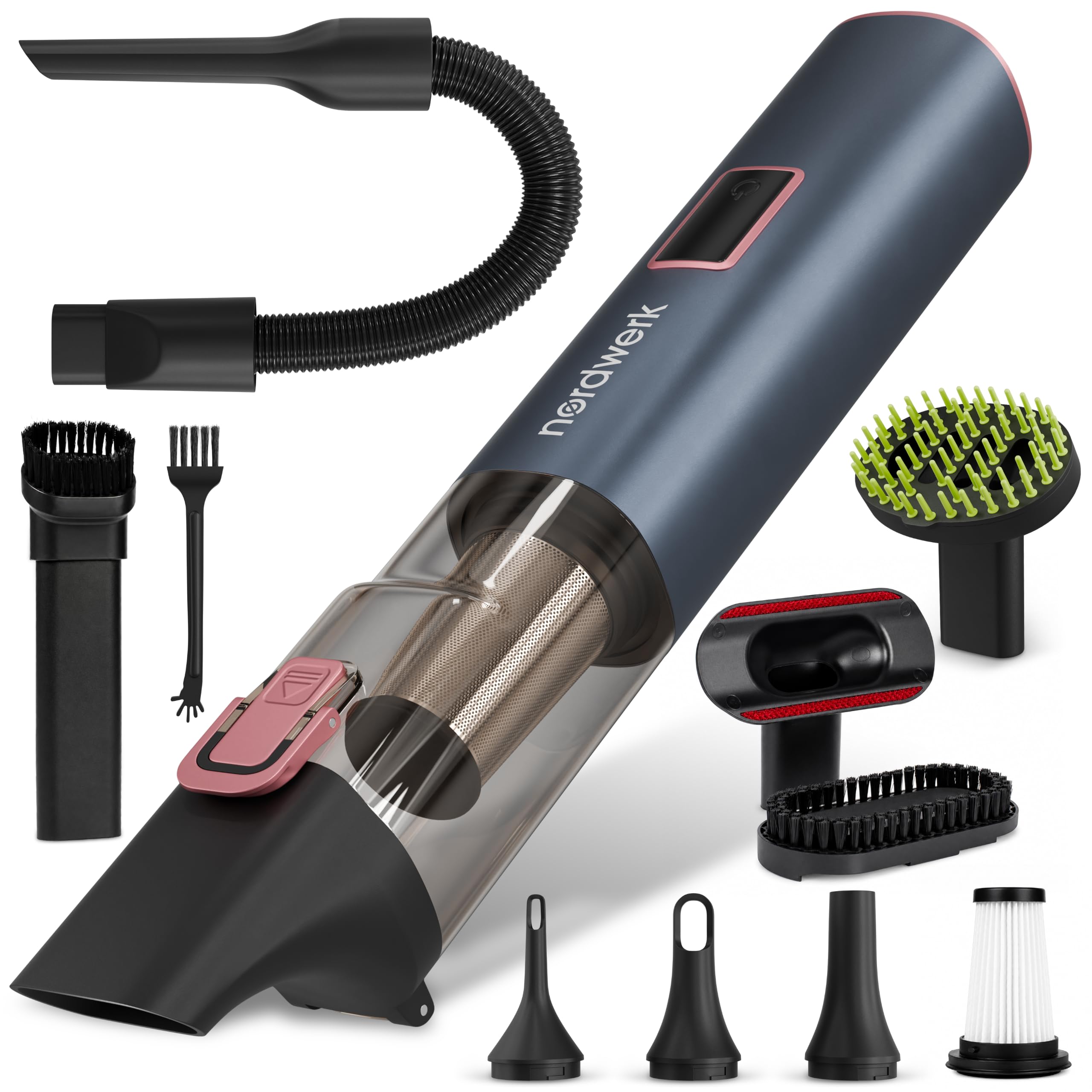 Akku Handstaubsauger Nordwind Flex für Haushalt & Auto, kabellos | starker Mini Staubsauger mit HomeDock® Ladestation, DeepReach Cleaning System®, Bürste für Tierhaare & Extra-Zubehör