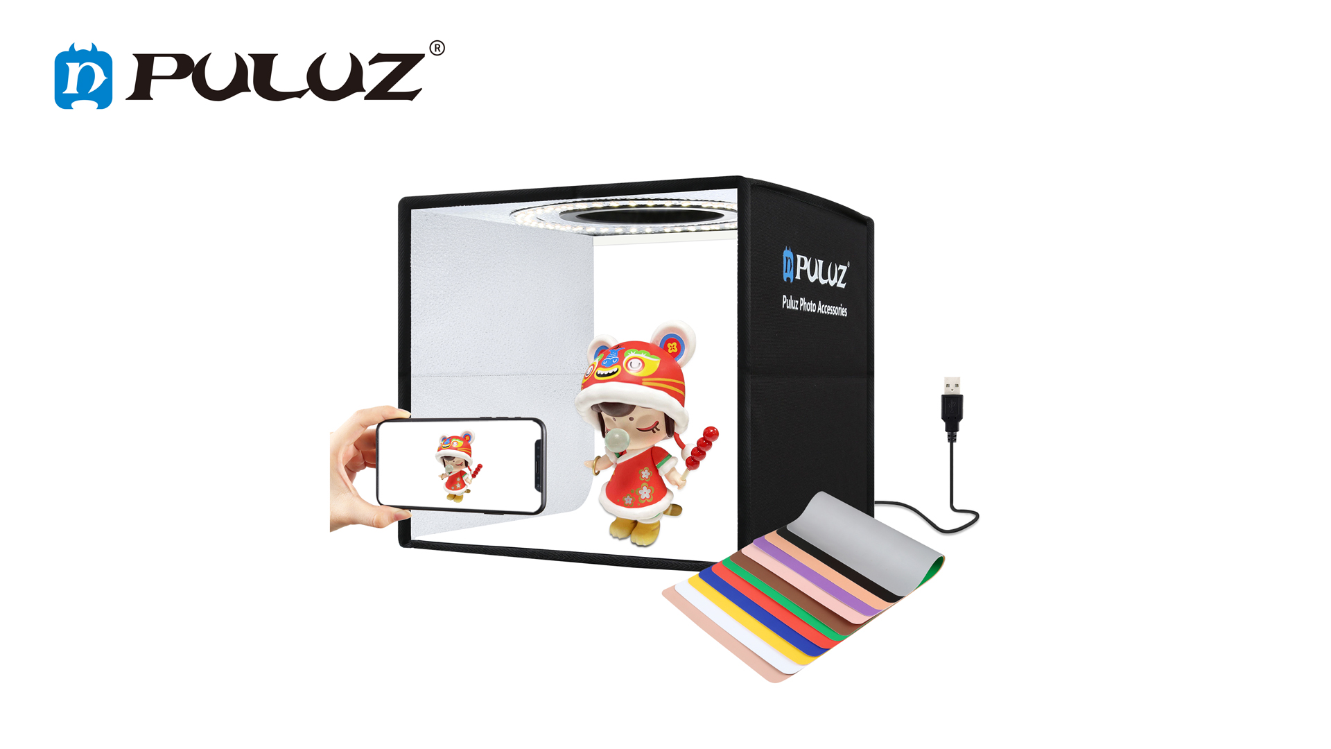 Amazon | PULUZ 25CM 撮影ボックス LEDビーズ104個 色温度5500～5800K