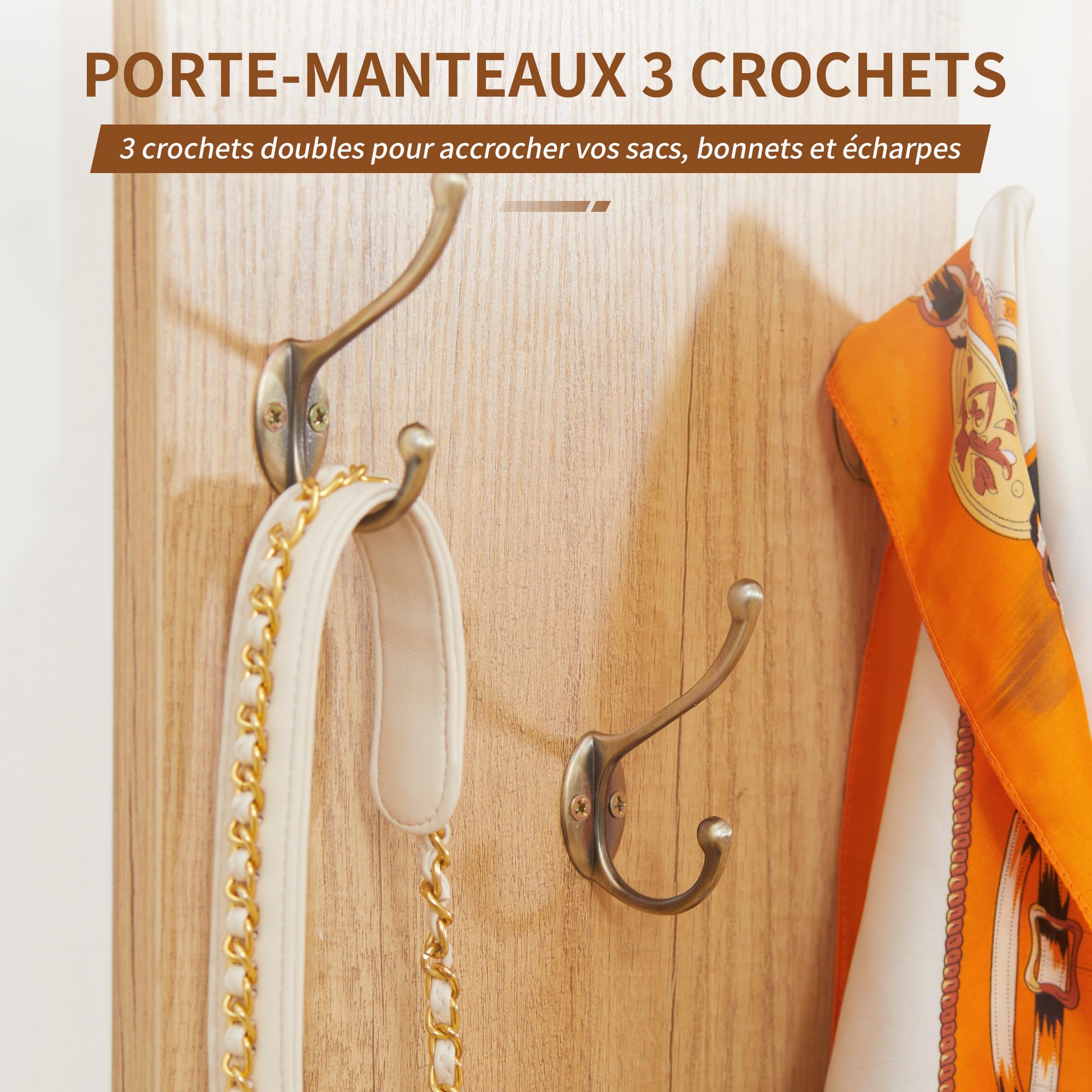 HOMCOM Ensemble de Meuble d'entrée vestiaire d'entrée 3 en 1 | 1 Porte-Manteau avec Étagère, 1 Miroir avec Étagère, 1 Banc à Chaussures avec Coussin en Polyuréthane