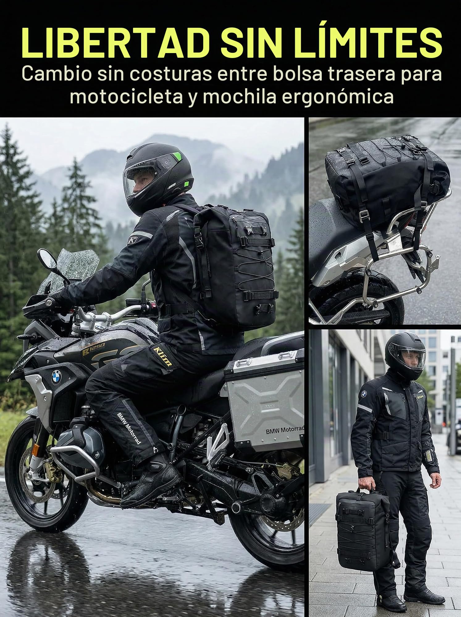 Bolsa De Sillín De Moto, Multifunción, 30 L, Equipaje, Mochila Universal Para Viaje Y Diario