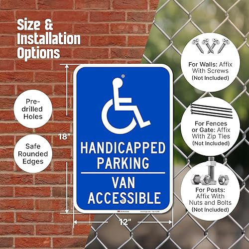 Miniatura 5 de SmartSign Letrero con texto en inglés "Aparcamiento para discapacitados - Accesible para furgonetas" de 18 x 12 pulgadas, aluminio de 63 mil,