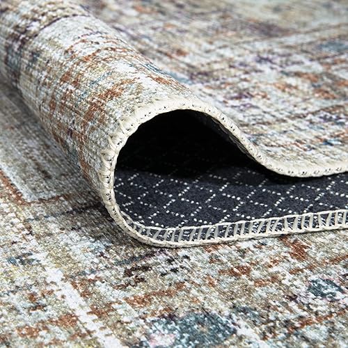 Miniatura 3 de Bloom Rugs Alfombra lavable antideslizante de 9 x 12 pies - Alfombra tradicional color duraznobeige para sala de estar, dormitorio, comedor y