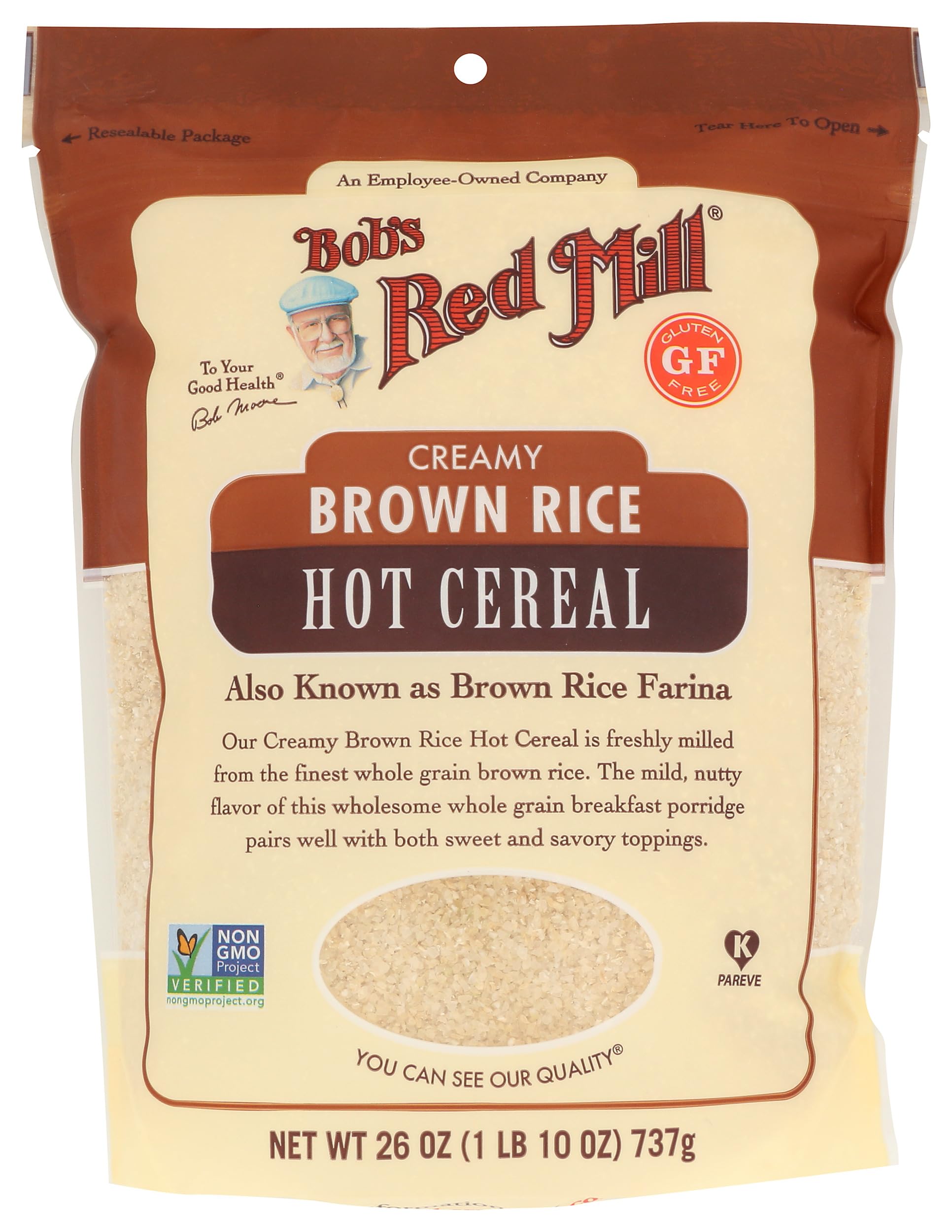 Bob's Red Mill Creamy Rice Farina Hot Cereal, Brown, 26 Ounce