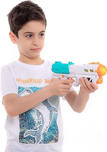 Miniatura 4 de JOYIN Pistola de agua 2 en 1 con 12 bolas de espuma, juego de disparos para niños, pistolas de chorro para niños, piscina de verano, playa, arena,