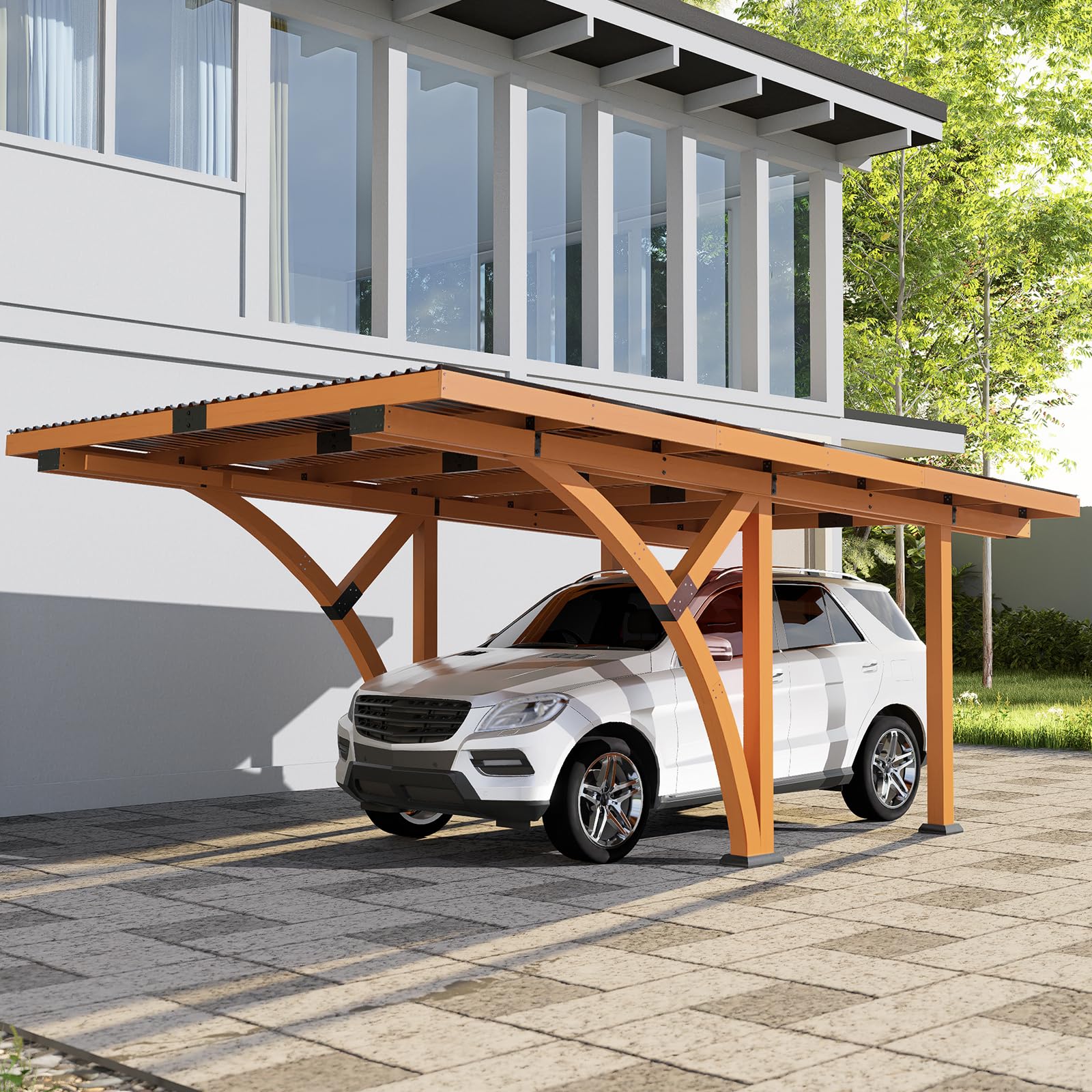 AEU Cardinal 3 カバー　ウッド Amazon.com: Beneouya 18.3 x 12.6 x 7.7 FT Curved Carport, Wood
