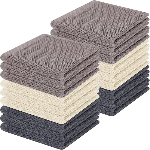 Miniatura 252 de Homaxy Paños de cocina de 100% algodón con tejido de gofre, ultra suaves, absorbentes, de secado rápido, 12 x 12 pulgadas, paquete de 6, albaricoque