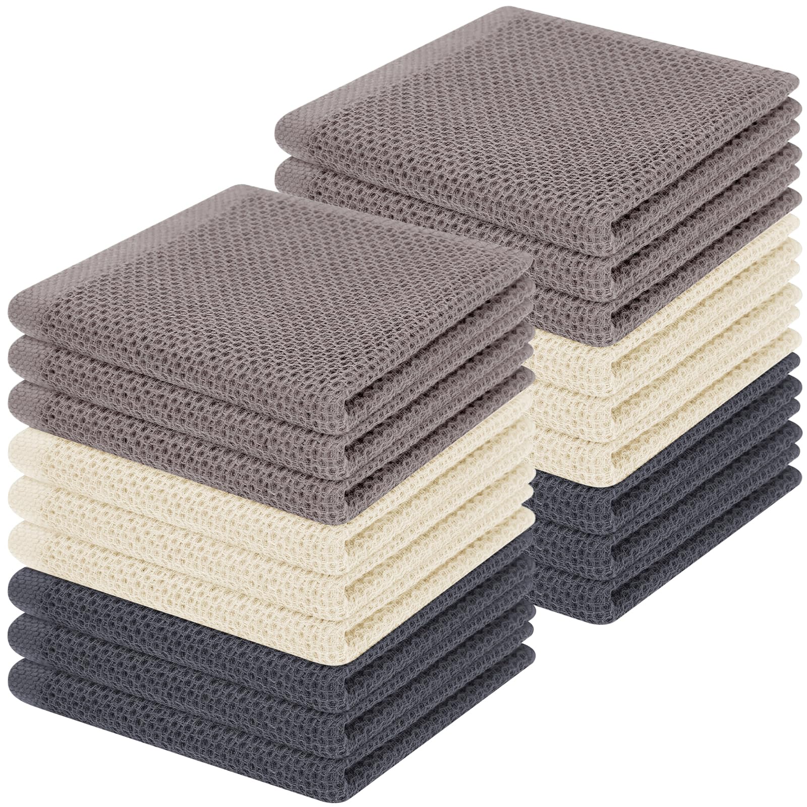 Homaxy 100% Cotton Waffle Weave Kitchen Dish Cloths 18-Pack, Mixed Color