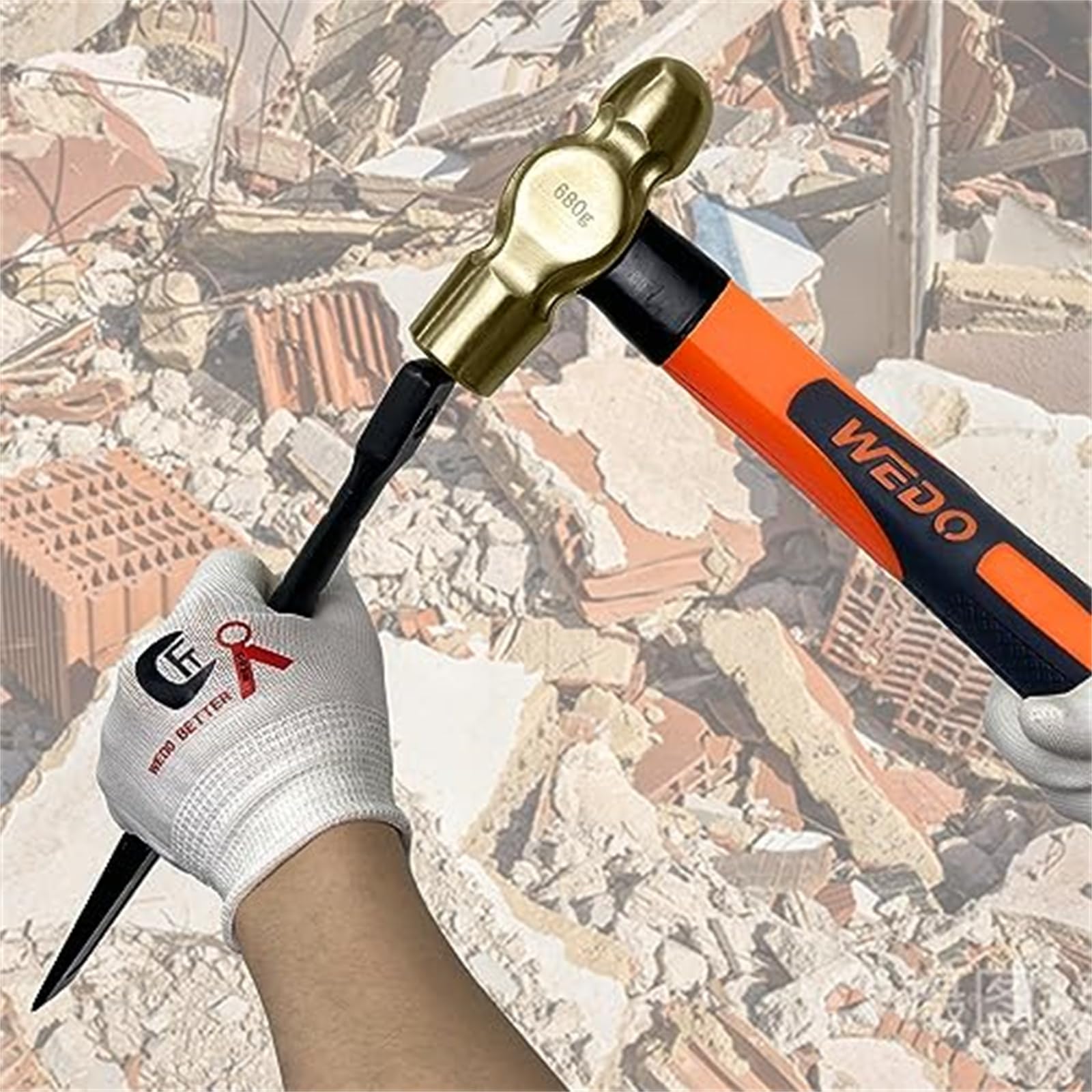 WEDO Set di 17 strumenti di sicurezza senza scintille in rame al berillio, senza scintille con martelli, cacciaviti, chiavi nella cassetta degli attrezzi, non magnetico, forte coppia,