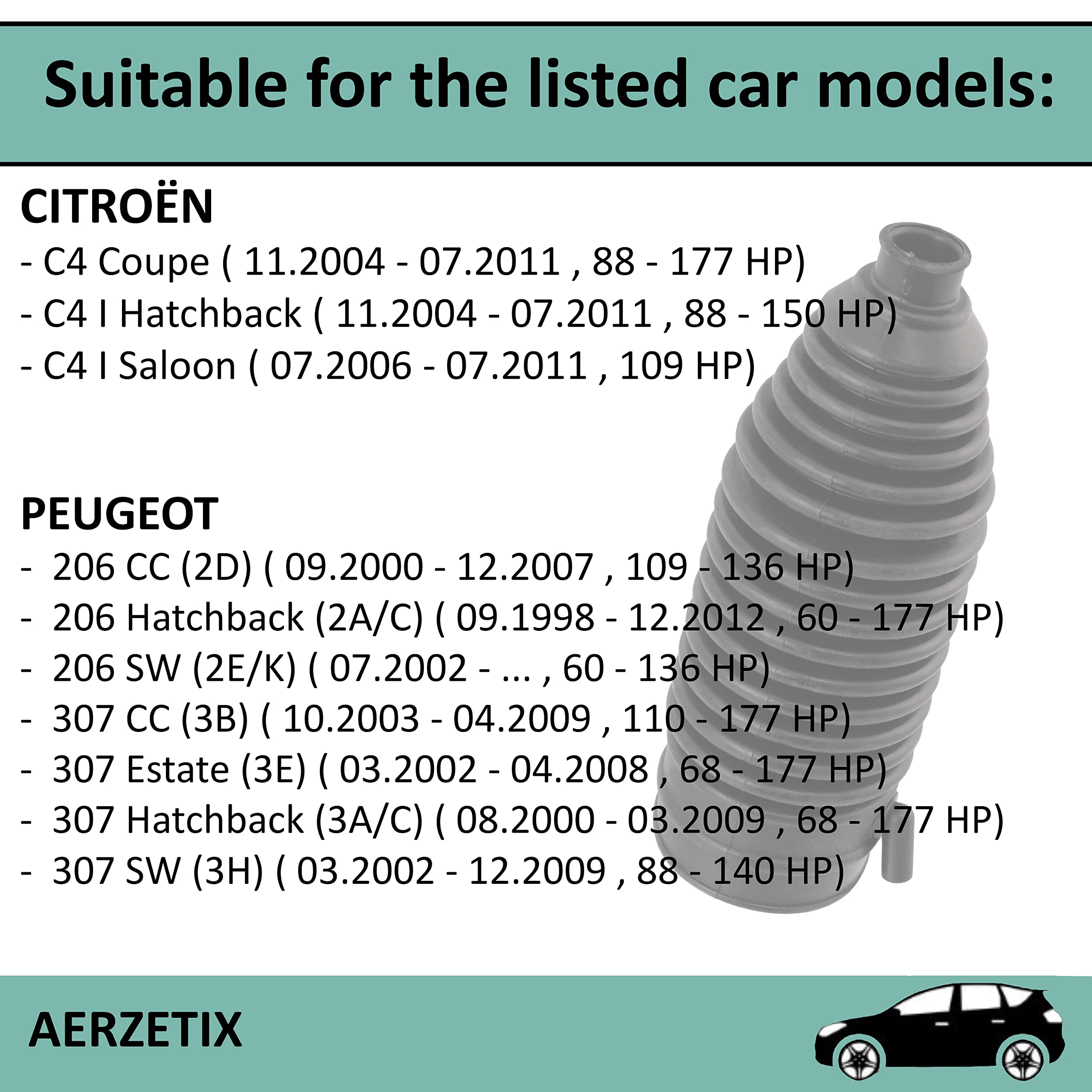 AERZETIX - C43305 - Soufflet de direction - côté de montage: des deux côtés de l'essieu avant - compatible avec 406657, 406673, 406682, 406685
