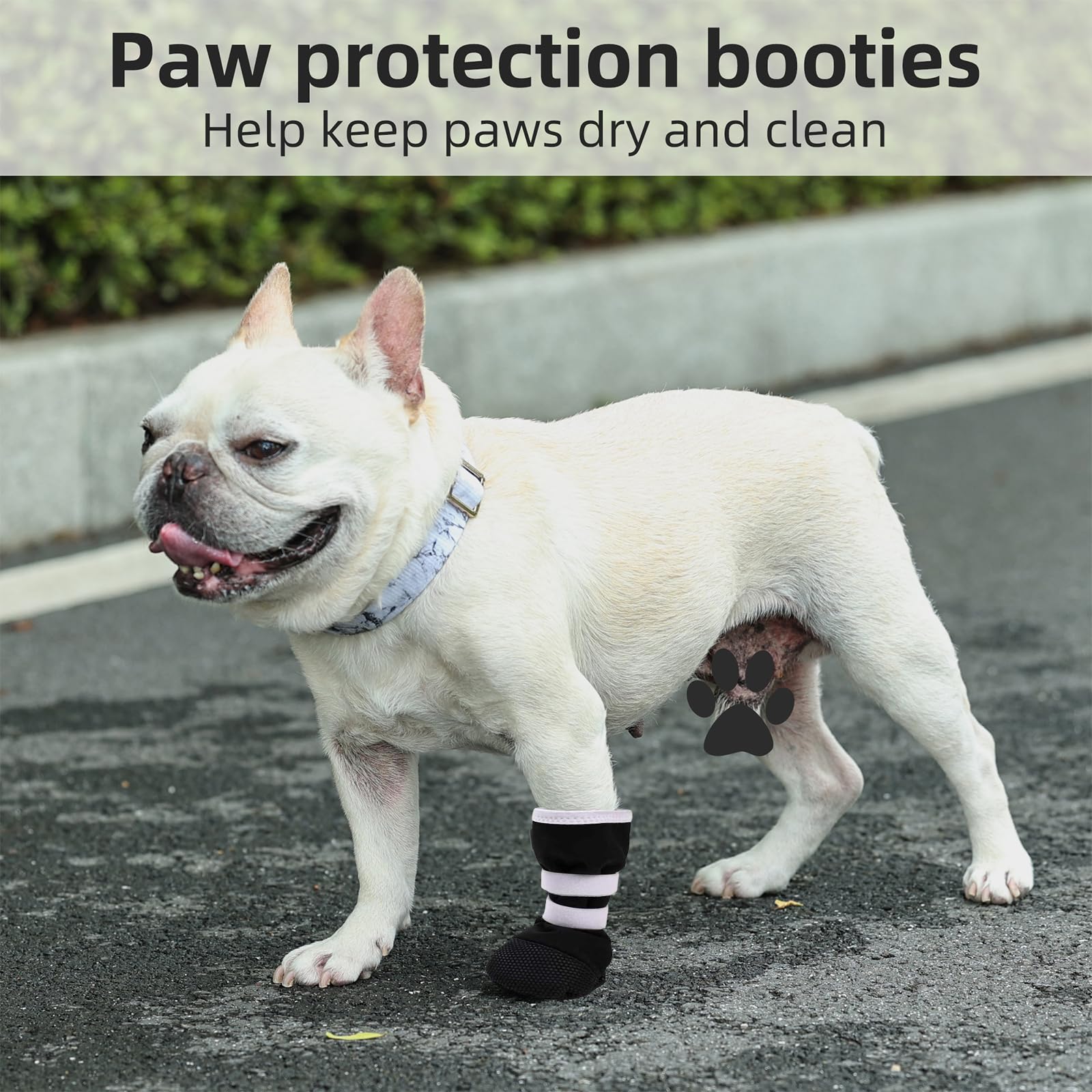 ETIAL Buty do regeneracji ran łapy psa, antypoślizgowe buty dla psa z samoprzylepnym paskiem, ochraniacz łapy psa do spacerów na świeżym powietrzu i ochrony psów przed lizaniem ran (czarne z białymi