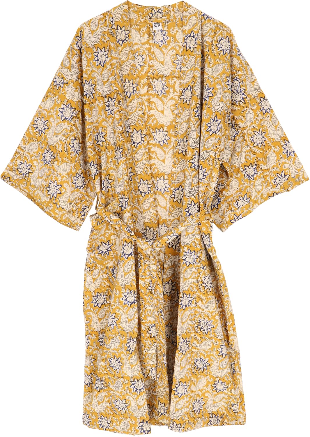 Kimono im Japan Style, handbedruckter Oversize Baumwoll Kimono, schwarz
