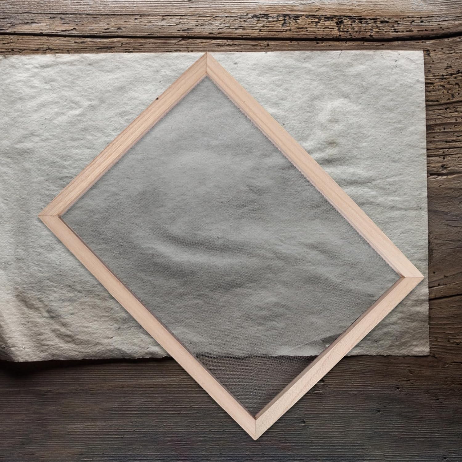 DECORNIJIA Wooden Paper Making Frame Kit with Mesh Screen Double-Layer Papermaking Mould for Craft Projects Handmade Paper Supplies for Boy Girl and Adults