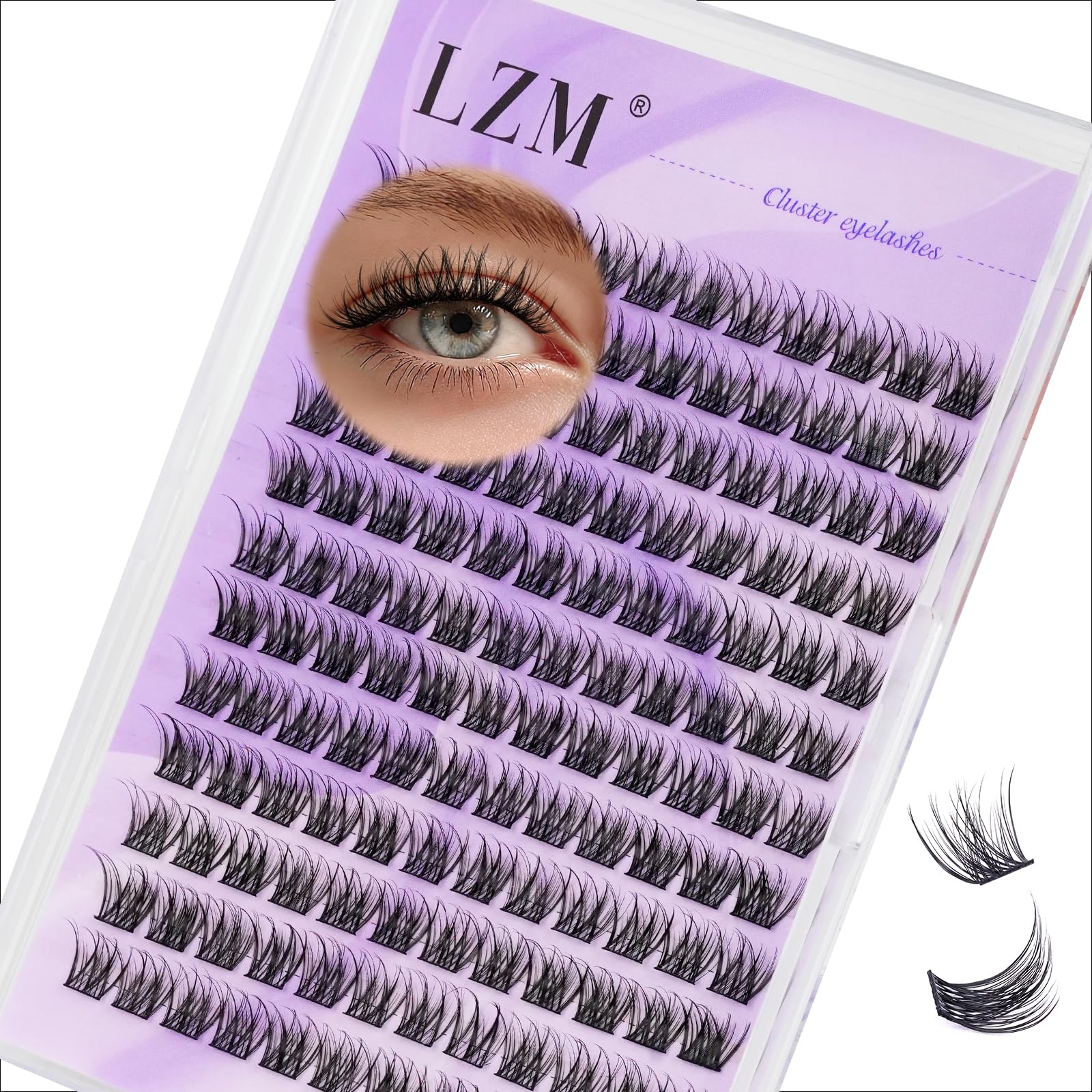 LZM Wimpern Extensions Cluster Lashes - C Curl Wimpern Einzeln 10mm Lash Clusters Extensions Natürlich 144pcs Einzelne Dünnes Band Cluster Lashes Natürlich (GS49-C-10mm)