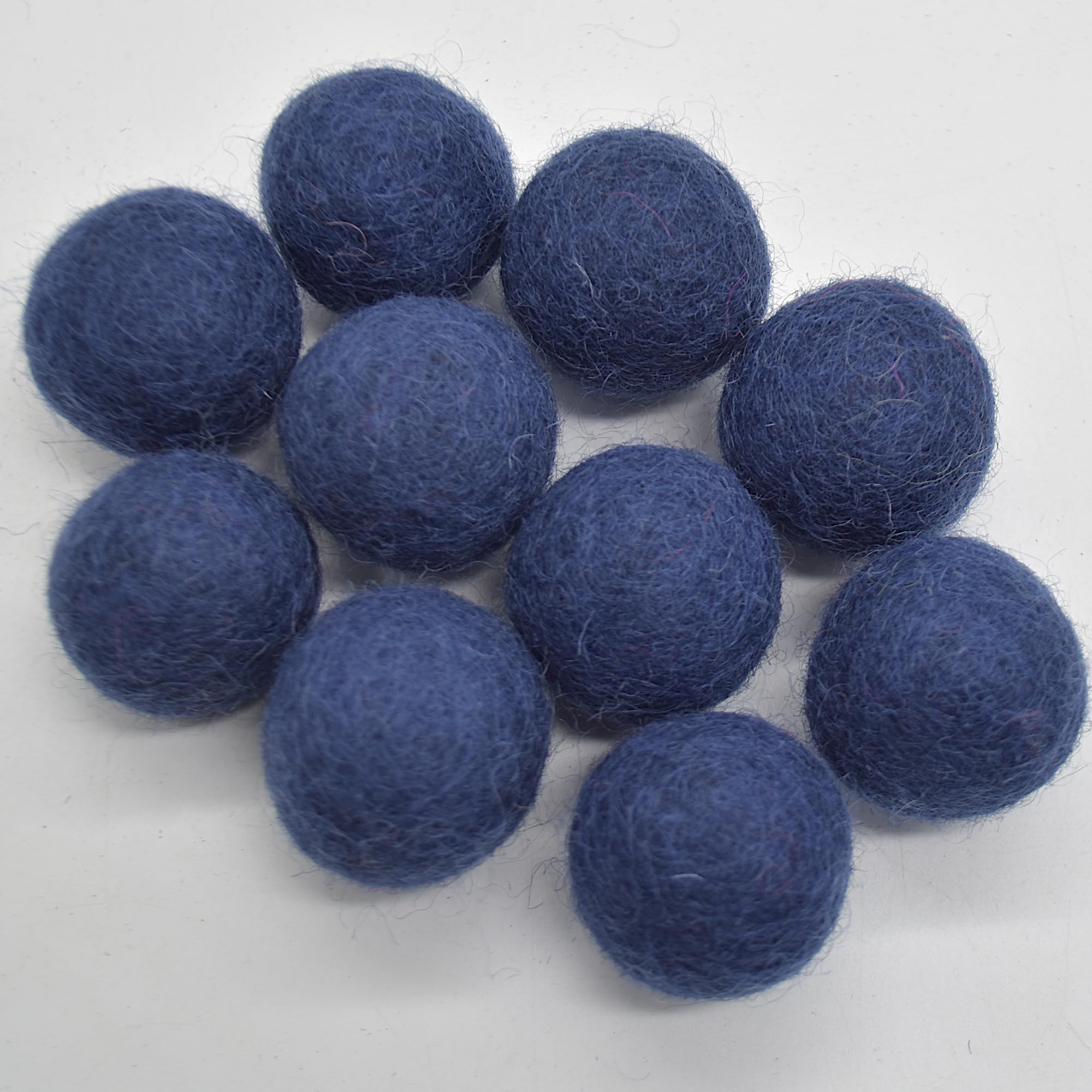 Oriental Direct Navy 100% Wool Felt Balls - 10 Count - 3Cm