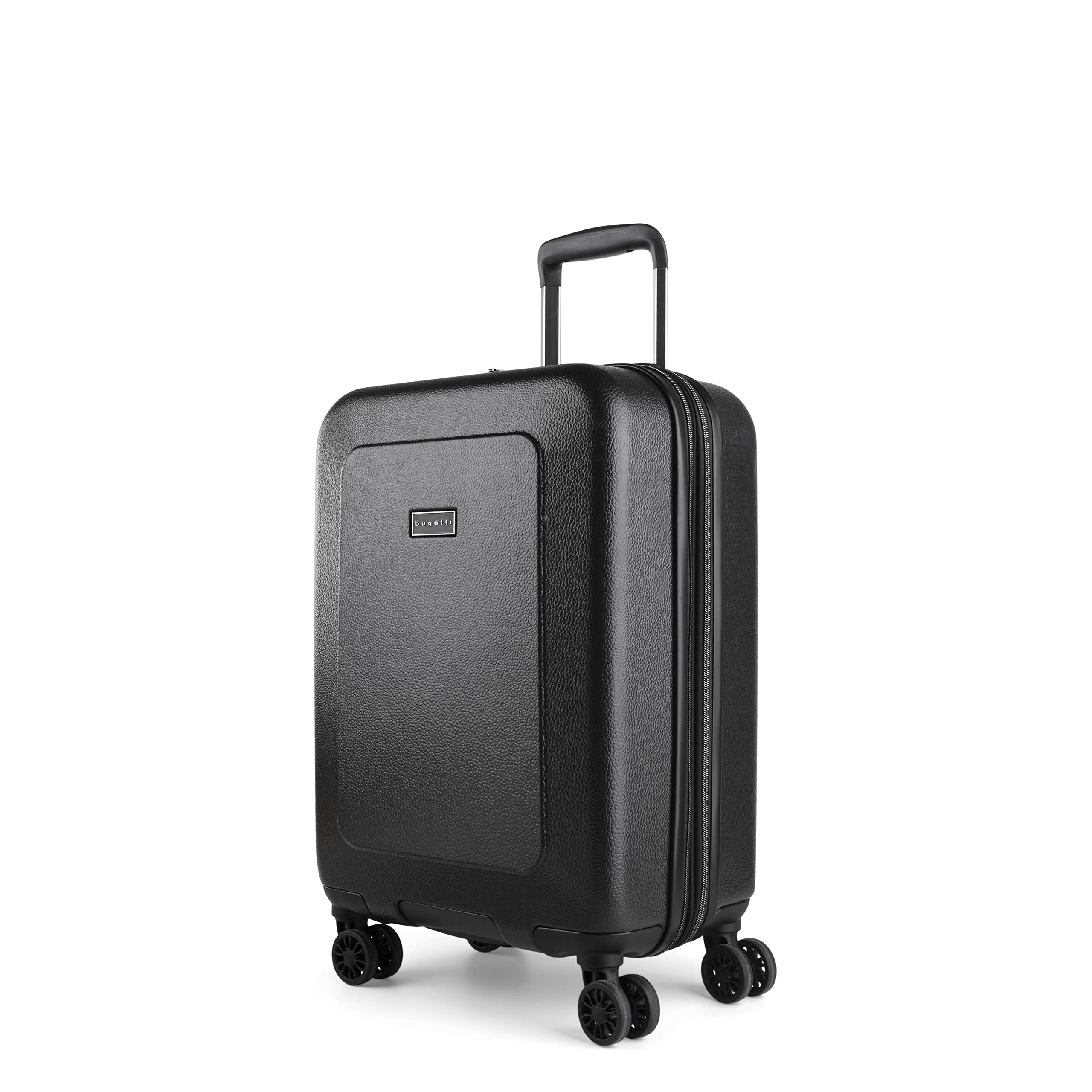 (取寄) 20インチ マドリッド スピナー キャリーオン スーツケース - ハードサイド, ブラック Bugatti 20” Madrid Spinner Carry-On Suitcase - Hardside, Black  Black Bugatti Milano Collection 20 Inch Hard Shell Spinner Carry On Bag