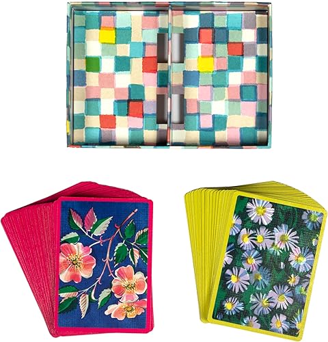 Miniatura 2 de eeBoo Piece & Love: Roses & Asters - Incluye 2 barajas de 52 cartas, mazos tradicionales con hermosas obras de arte y bordes dorados