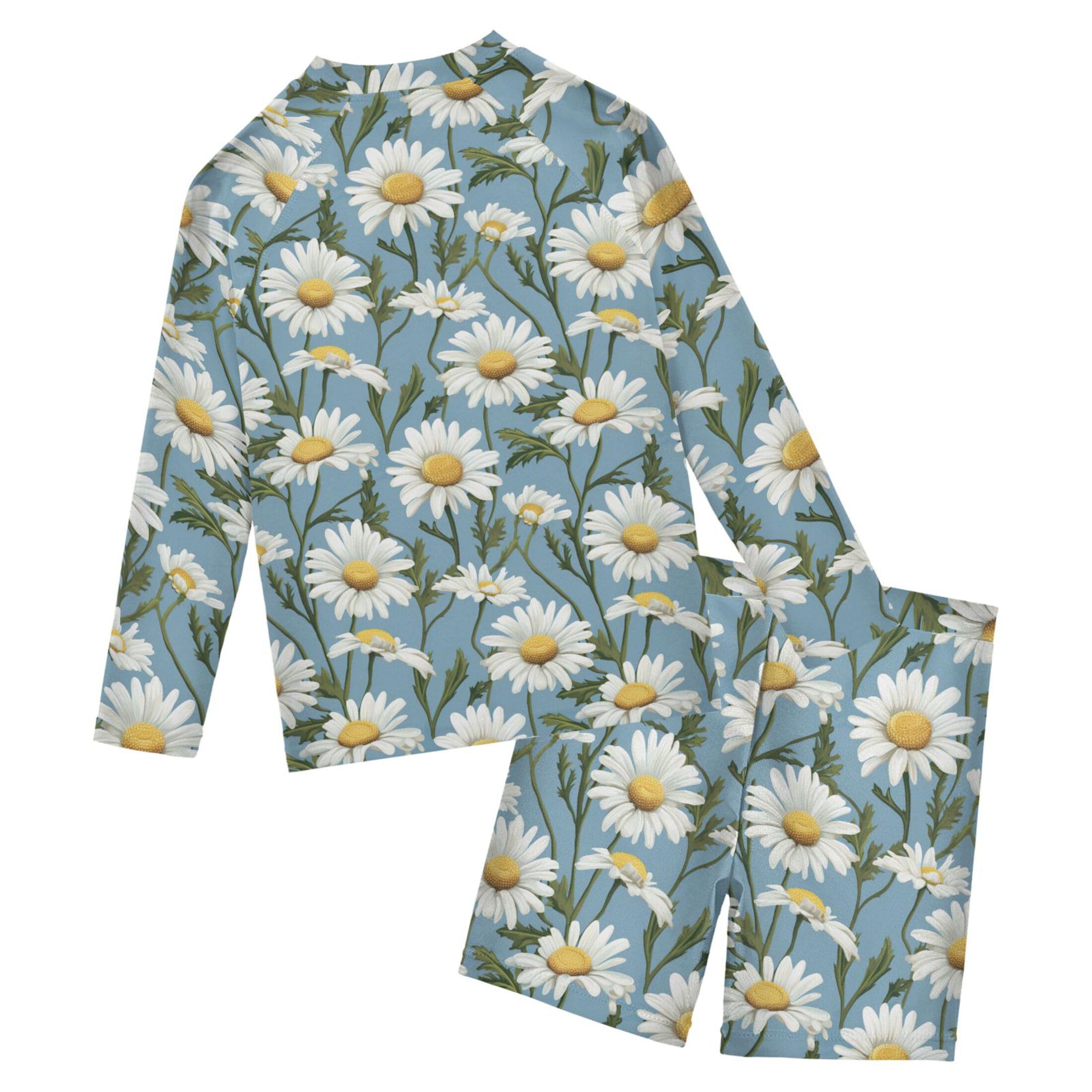 Daisy Flower Flowers Toddler and Baby Boys' 2-Piece Swimsuit Trunk, Long Sleeve Rashguard Bathing Suit B0402968