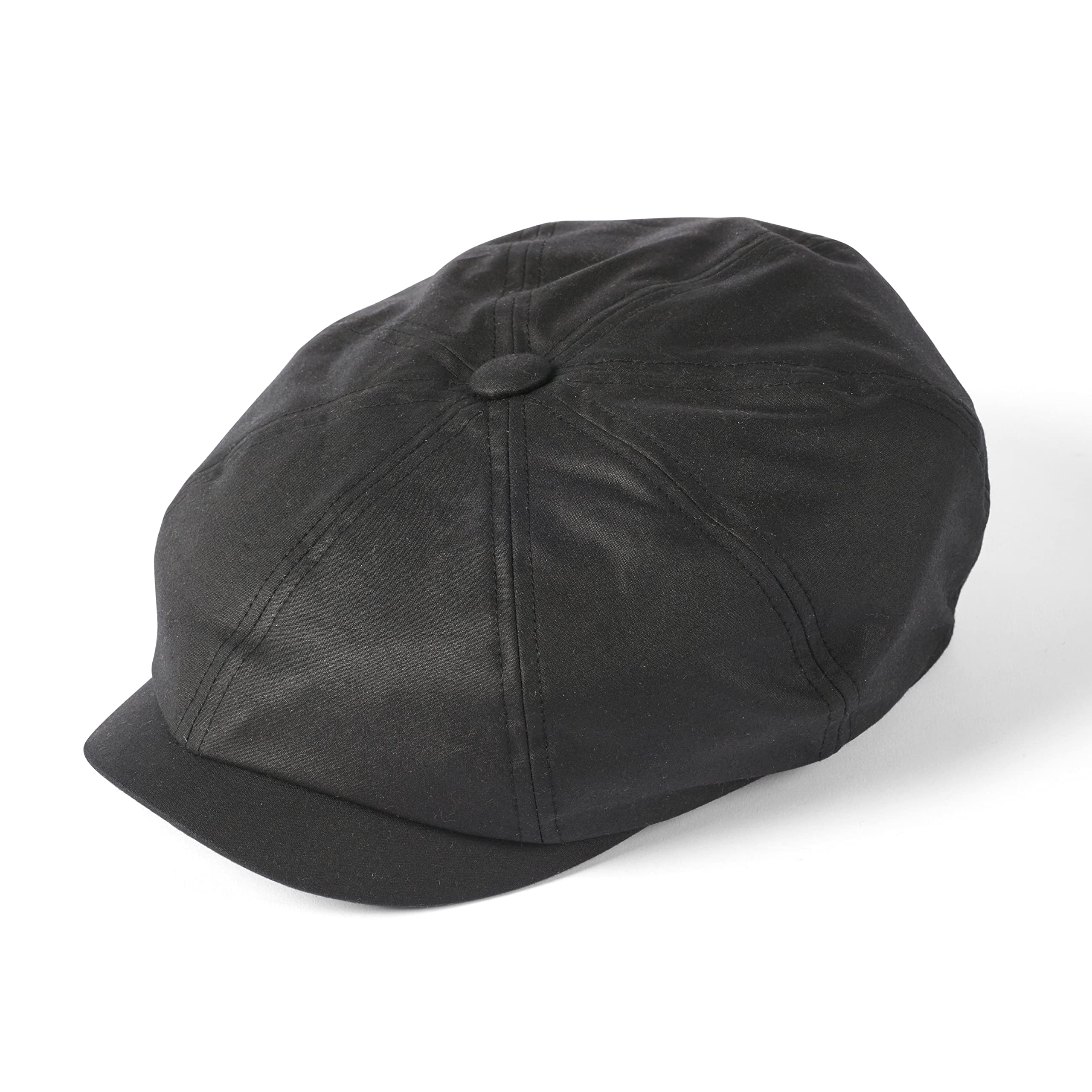 Failsworth Waxed Cotton Alfie Bakerboy Cap (Black, 7 1/4)