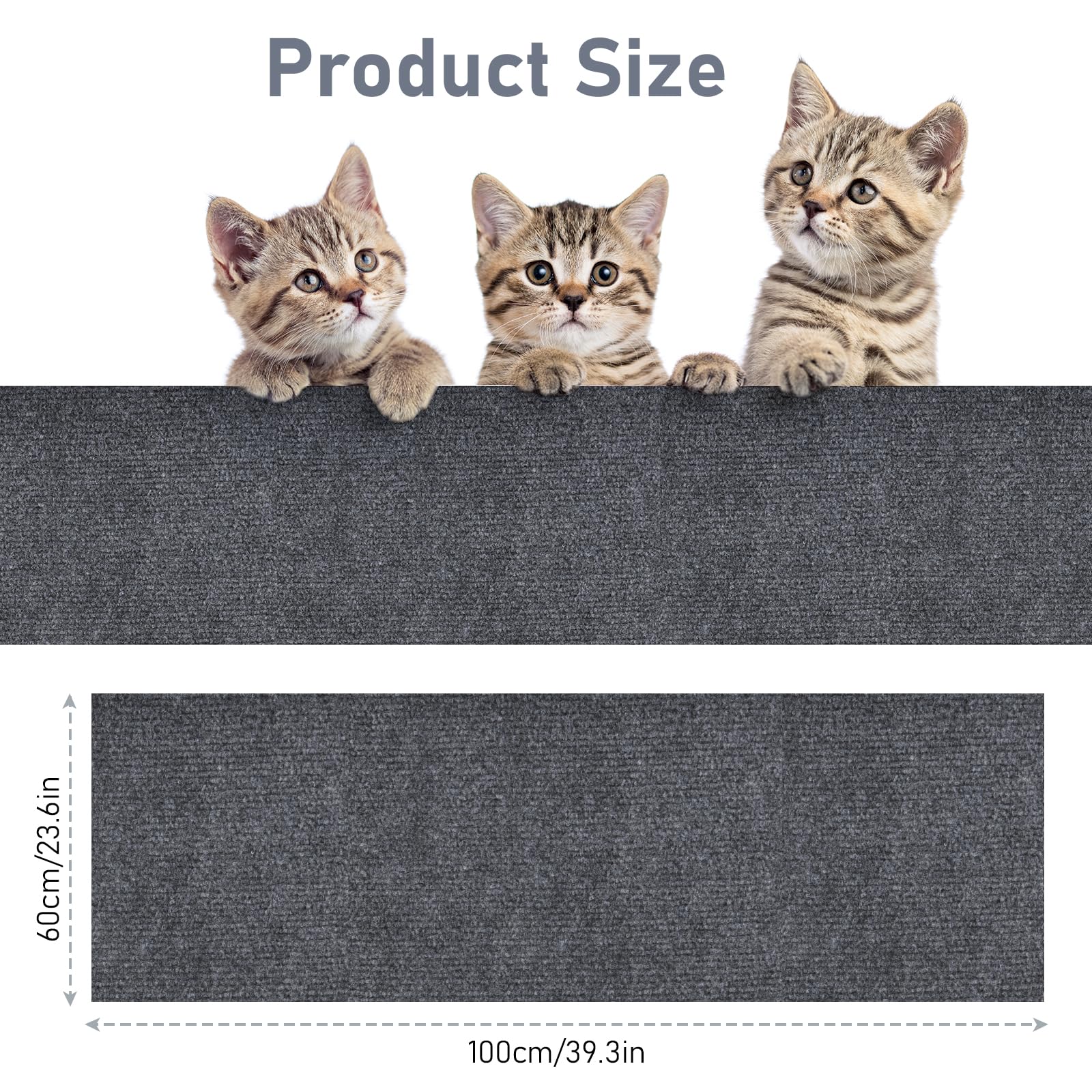 Adiwo Tappeto Tiragraffi Gatti, 100 * 60cm Tappetino Tiragraffi per Gatti Autoadesivo, DIY Climbing Cat Scratcher, Proteggi Divano Gatti Graff, per Parete e Angolo, Protegge Tappeti e Divani