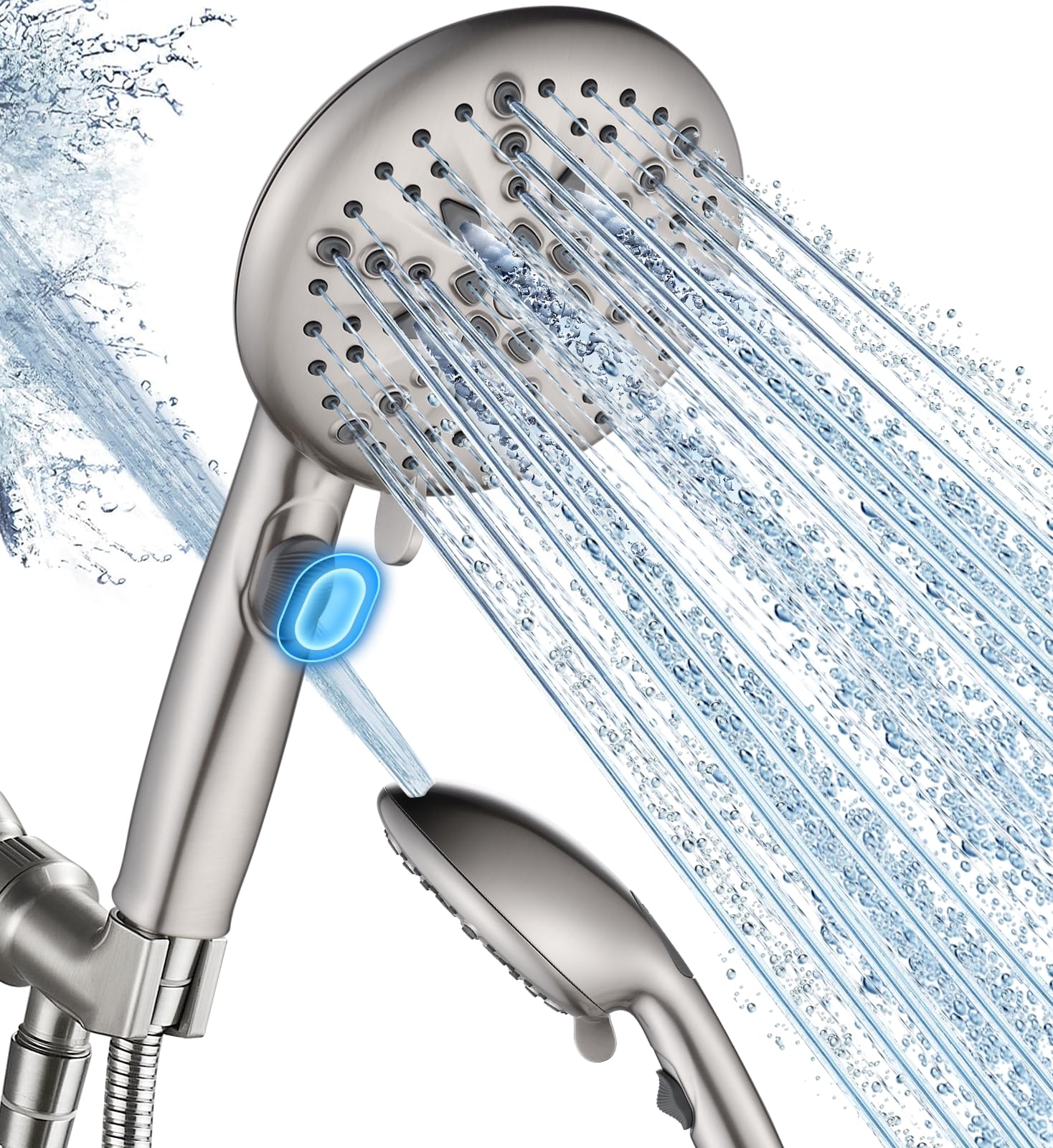 Cobbe 9 Spray Modes Handheld Shower Head, Water-Saving, Brushed Nickel
