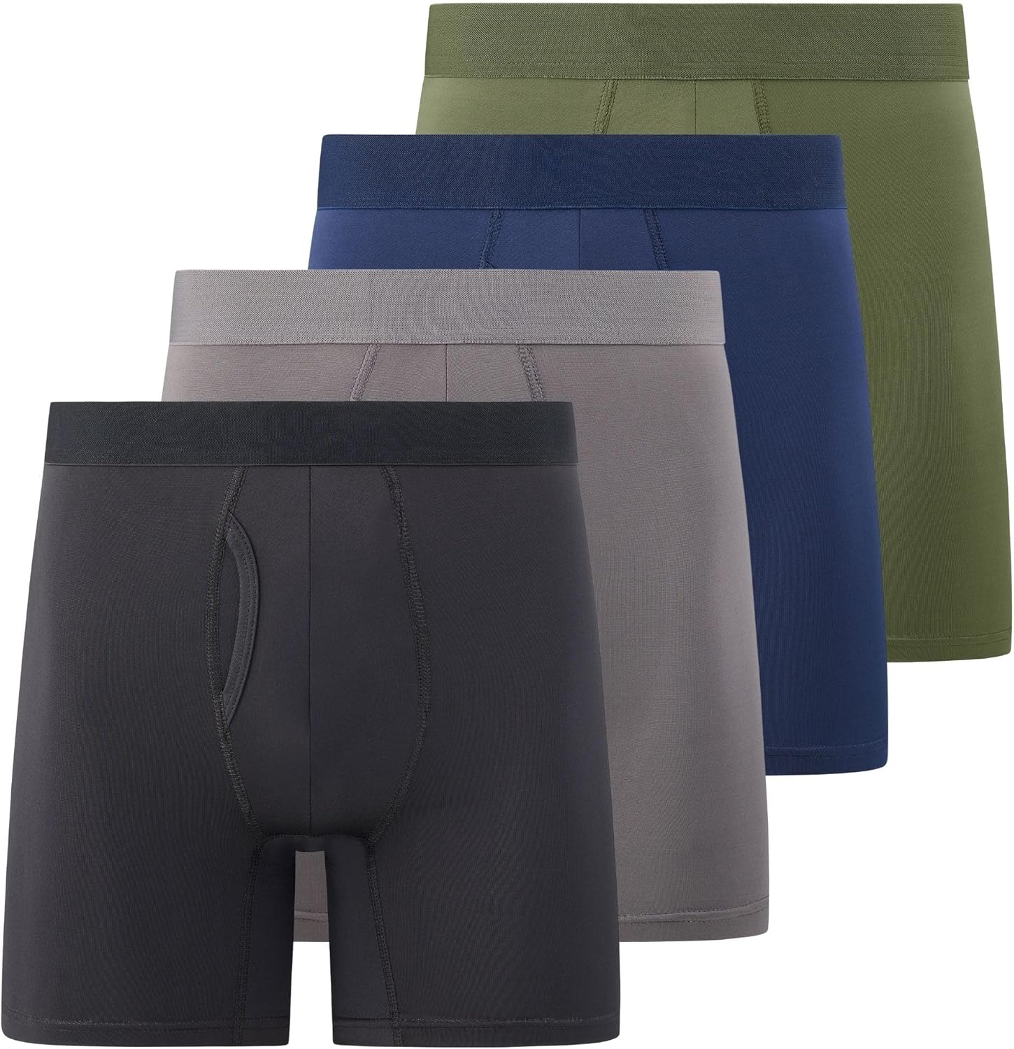 Mens Boxer Briefs Pack of 4 Microfiber Boxers for Men Tagless, Moisture Wicking, Breathable Mens Underwear