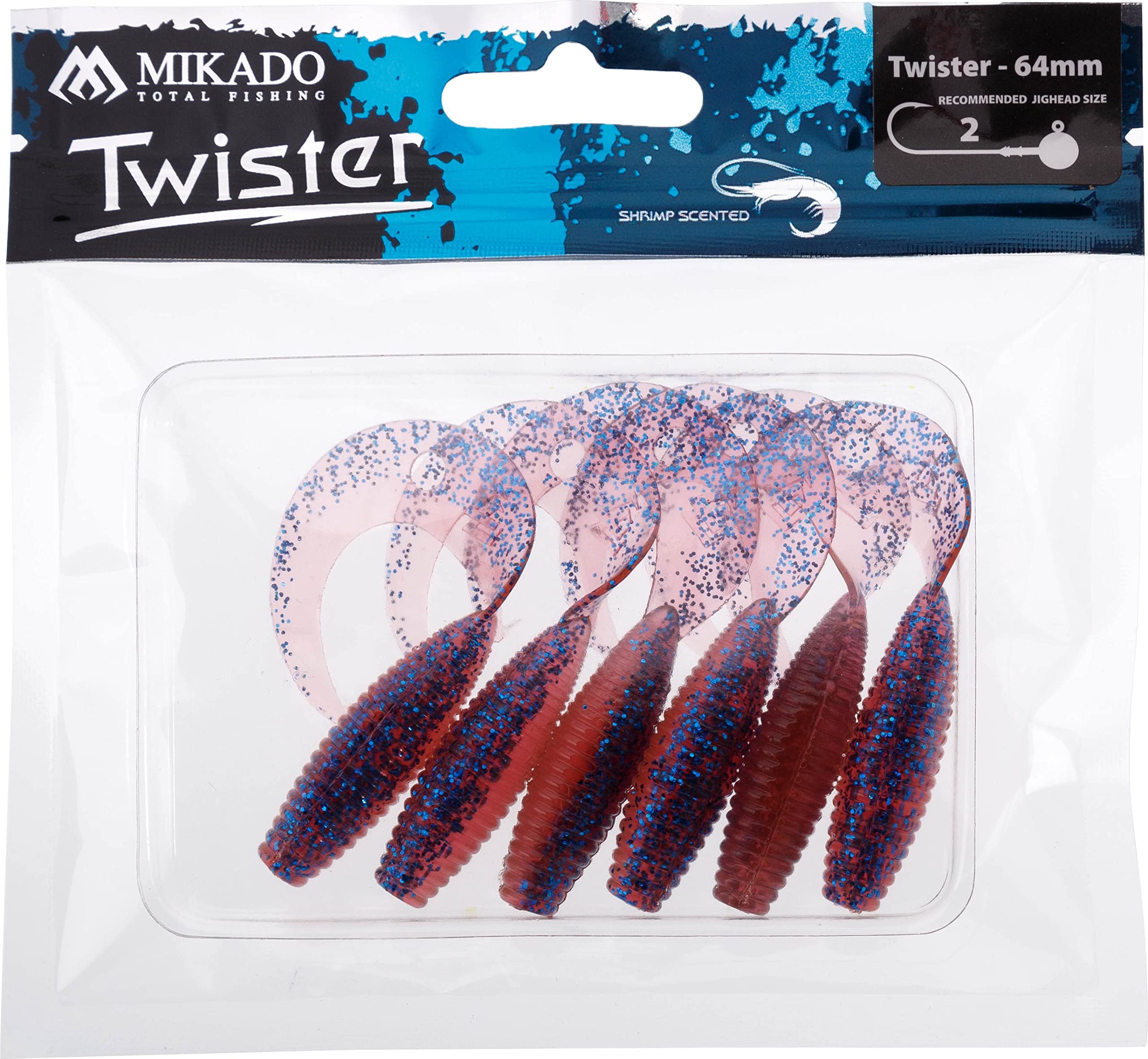 6 x Mikado Twister Softbait gumowe ryby dla początkujących 64 mm Violet Drop Shod