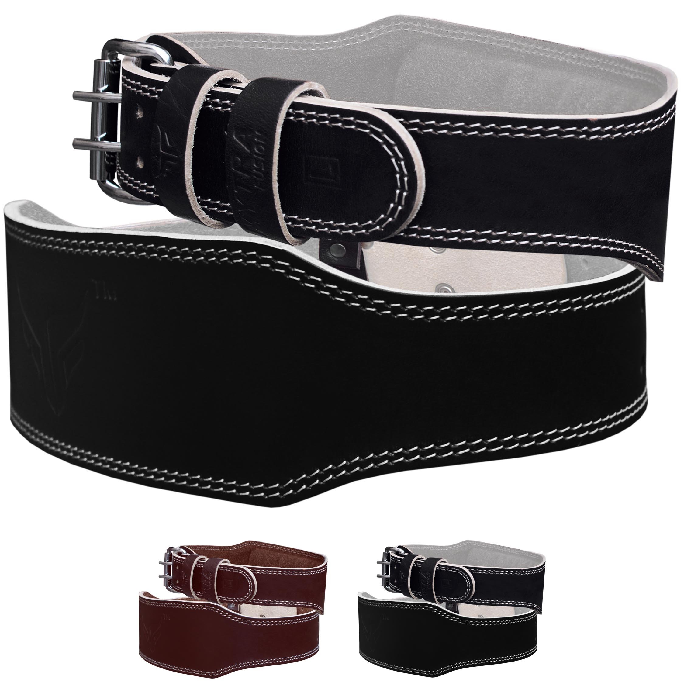 Mytra Fusion Weight Lifting Belt Leather Fitness Training Back Support 4" Wider (Black, Large) โ image 1
