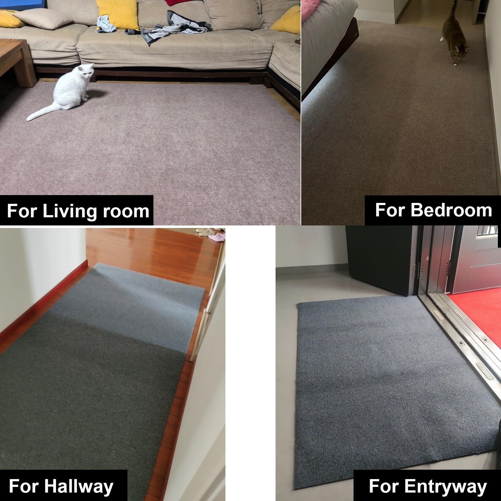 Rutschfest Teppich Lang Bodenschutzmatte Innen,Verdickter Schallschutz TPE-Läufer Walkingpad Schmutzfangmatte für Wohnzimmer Schlafzimmer Eingang Küchen Läufer-Zuschneidbar(Beige-Browm,60x200cm)