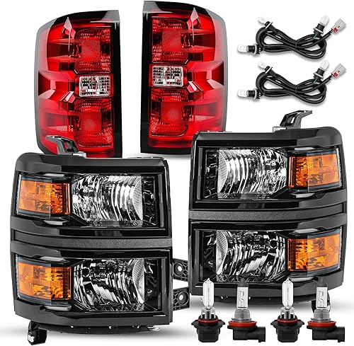 Miniatura 8 de Se adapta a camionetas Chevy Silverado 1500 2014 2015 estilo halógeno OE faros delanteros de repuesto para faros delanteros de fábrica, faros