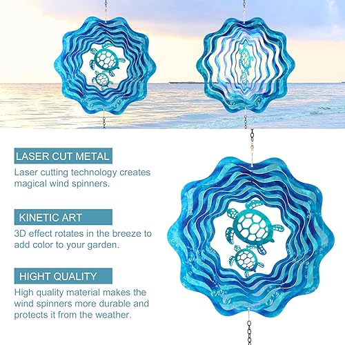 Vista 10 de Molinillos de viento colgantes, 12 pulgadas 3D cinético colibrí giratorio de viento para decoración de patio y jardín, de acero inoxidable