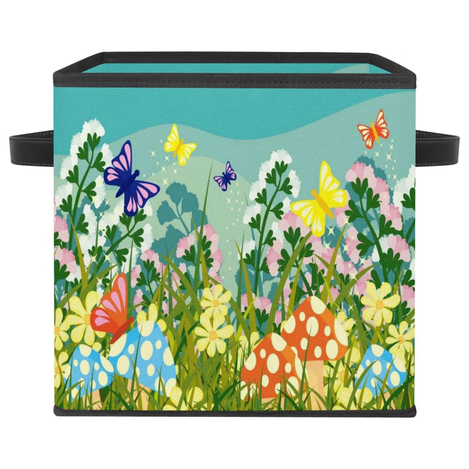 Panier de rangement placard et chambre pour jouets et livres motif papillon